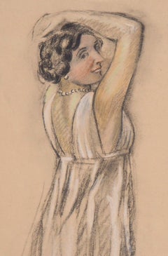 Young Woman Dressing Before Going to Prom - Original lithograph