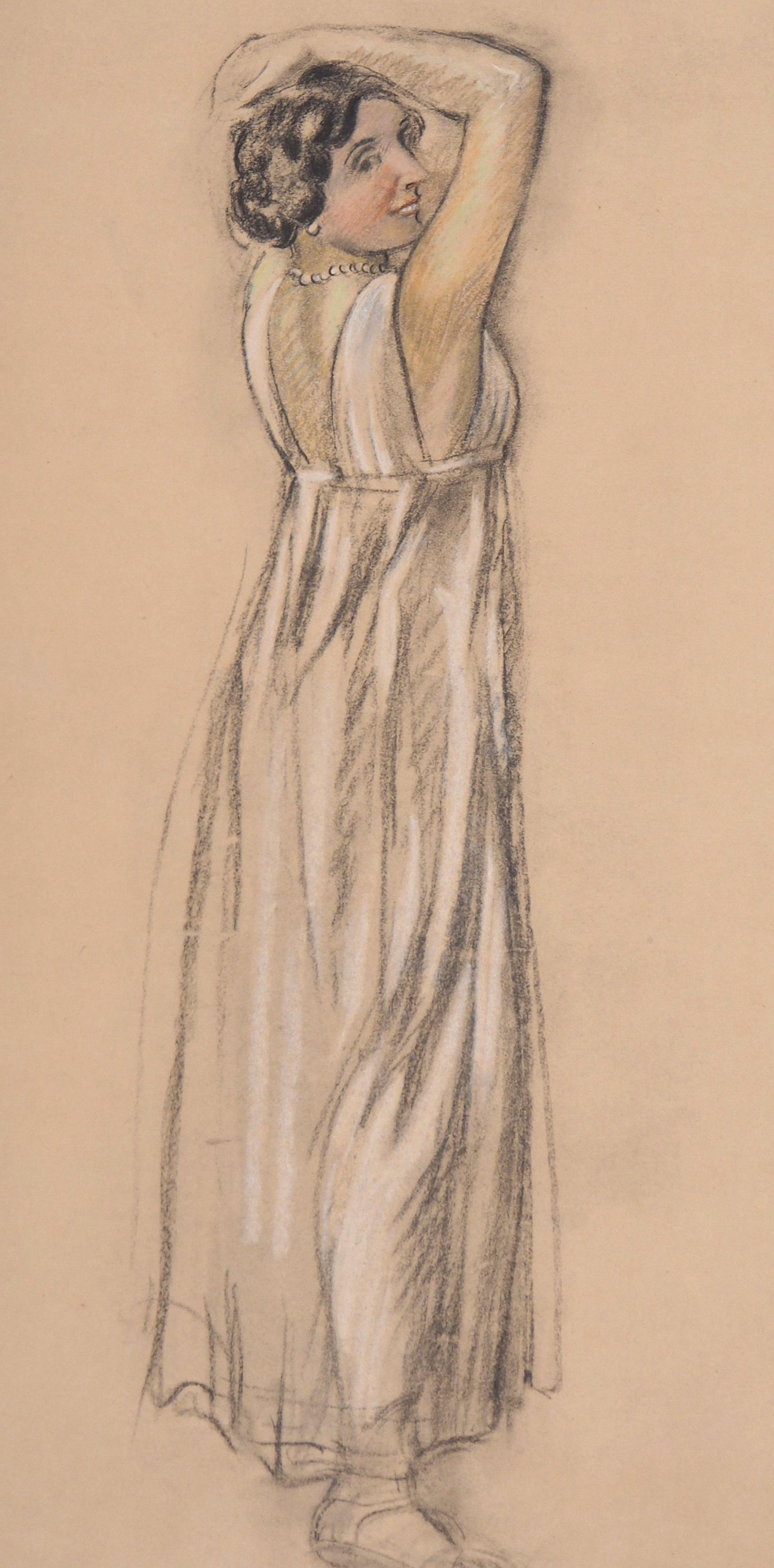 Jeune femme habillée avant d'aller au casting - Lithographie originale - Beige Figurative Print par Maurice Denis