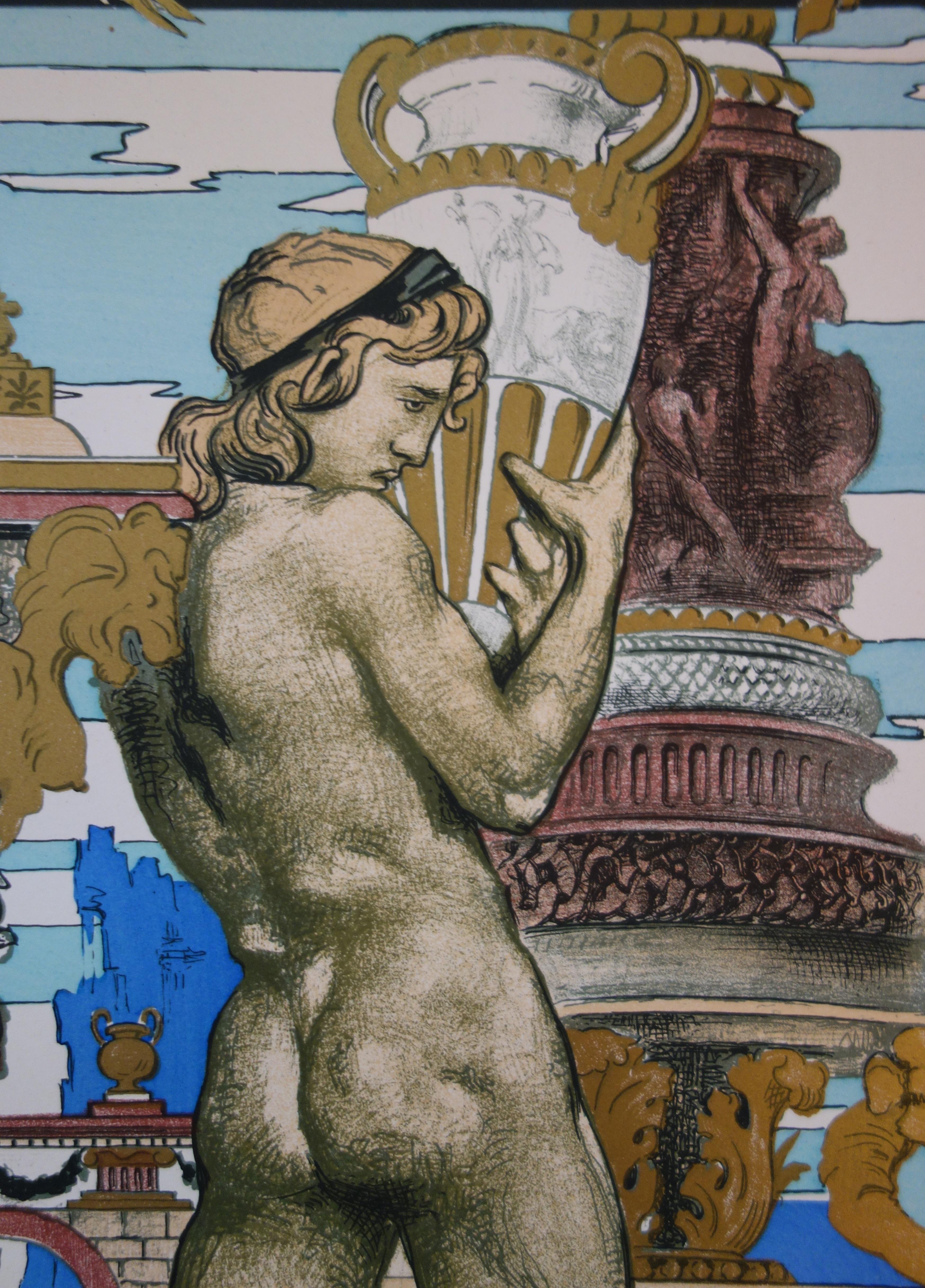 Mitologia: Portatore di Amphora - Litografia originale - Print Art Nouveau di Maurice Desvallières