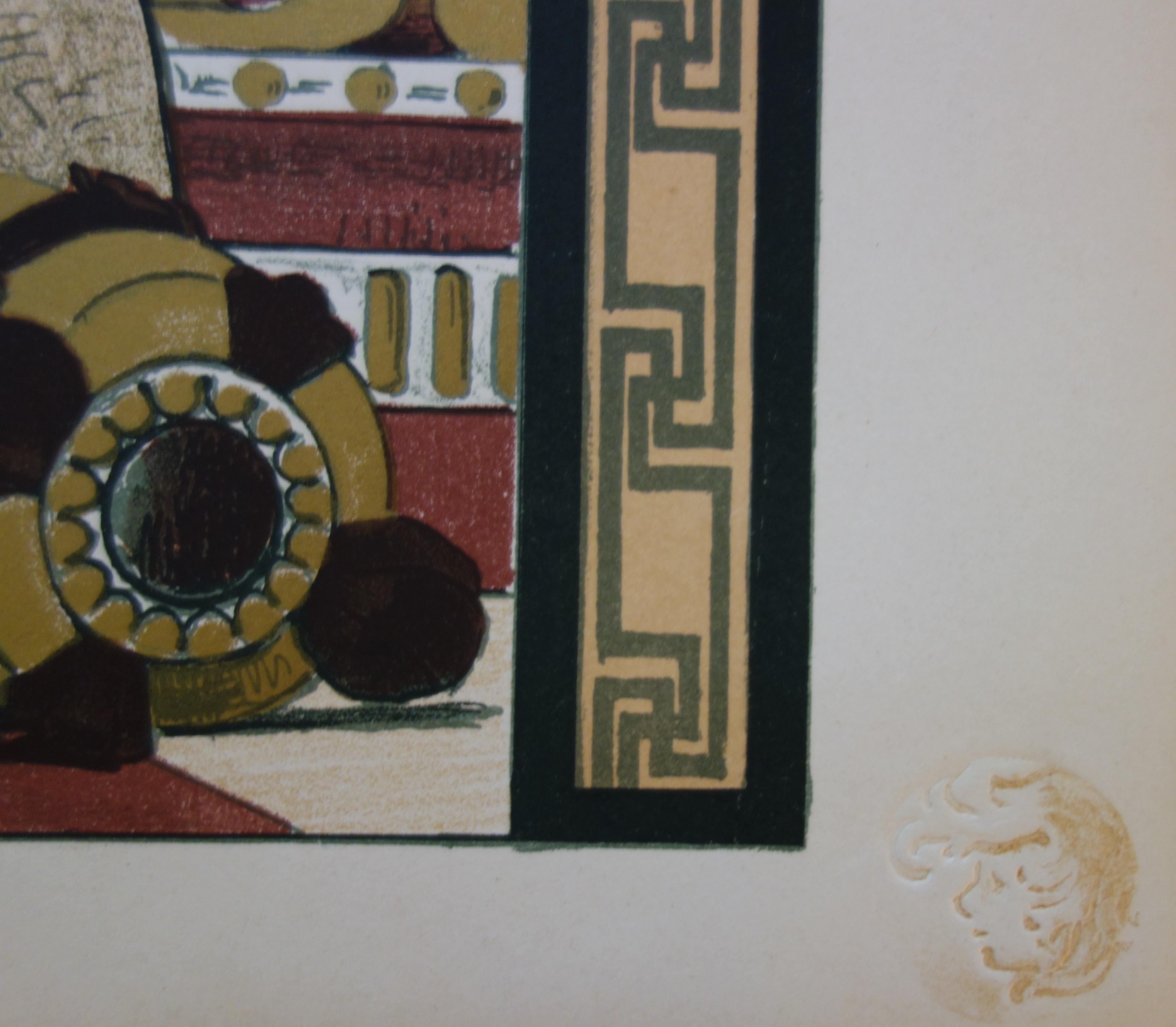 Mitologia: Portatore di Amphora - Litografia originale - Figurative Print Nero di Maurice Desvallières