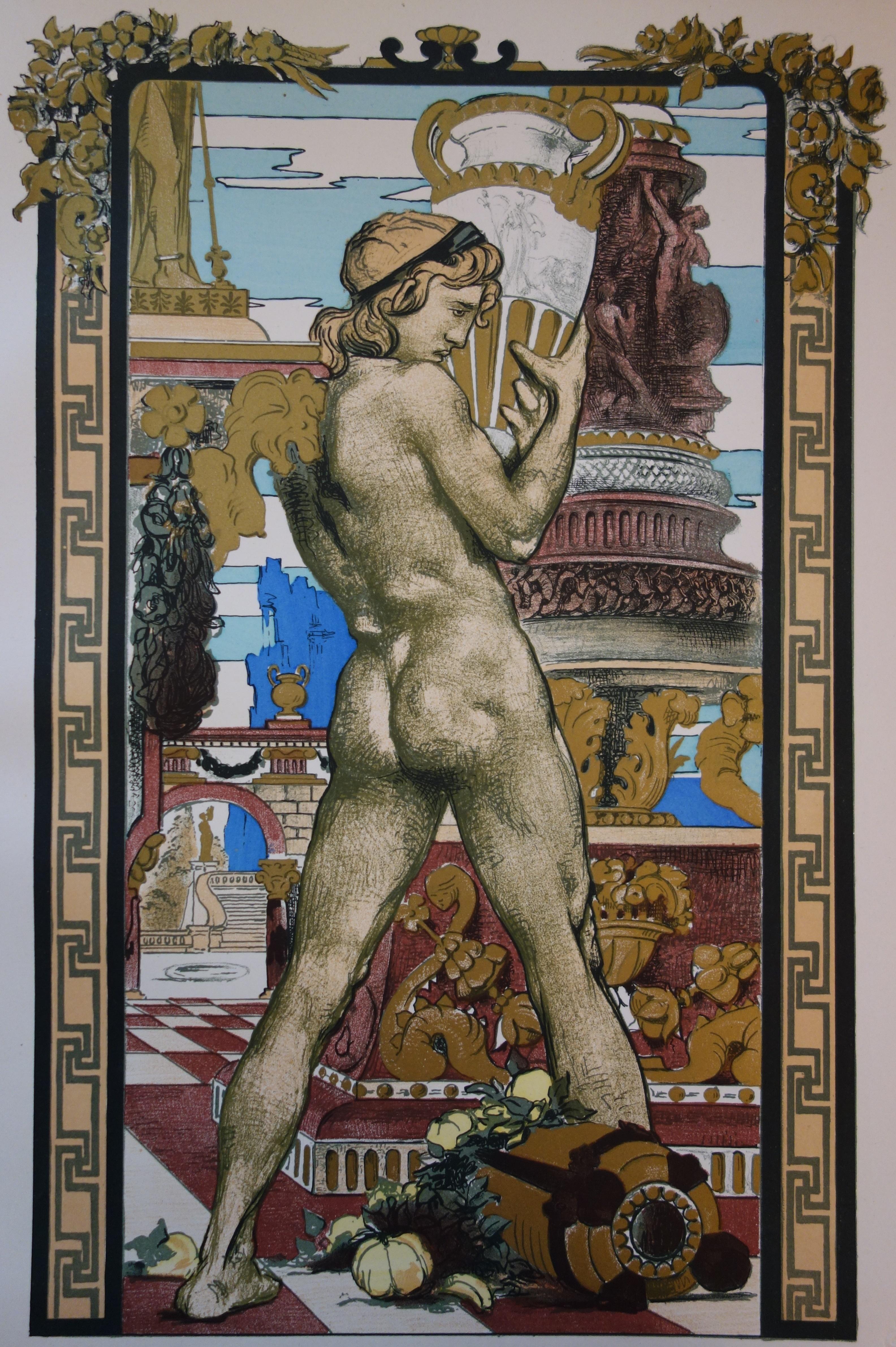 Figurative Print di Maurice Desvallières - Mitologia: Portatore di Amphora - Litografia originale