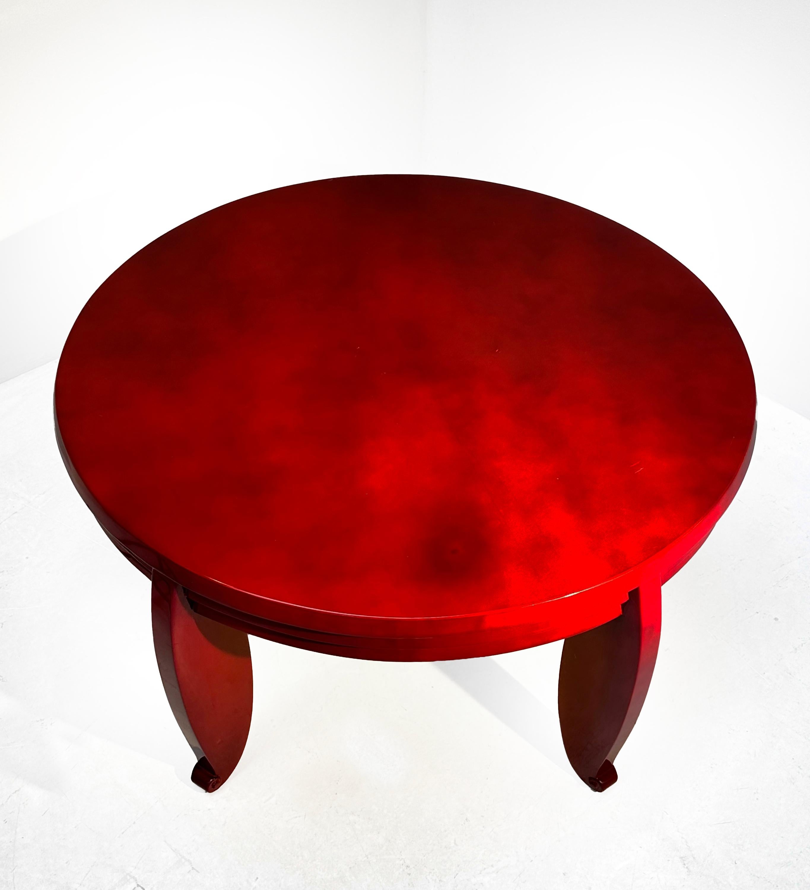 Début du 20ème siècle Table Basse Ronde en Bois Laqué par Maurice Dufrène, Circa 1926 en vente