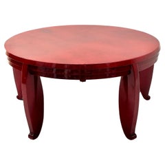 Table Basse Ronde en Bois Laqué par Maurice Dufrène, Circa 1926