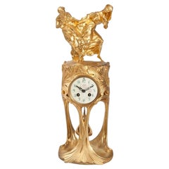 Horloge Art Nouveau en bronze doré de Maurice Dufrêne et Félix Voulot