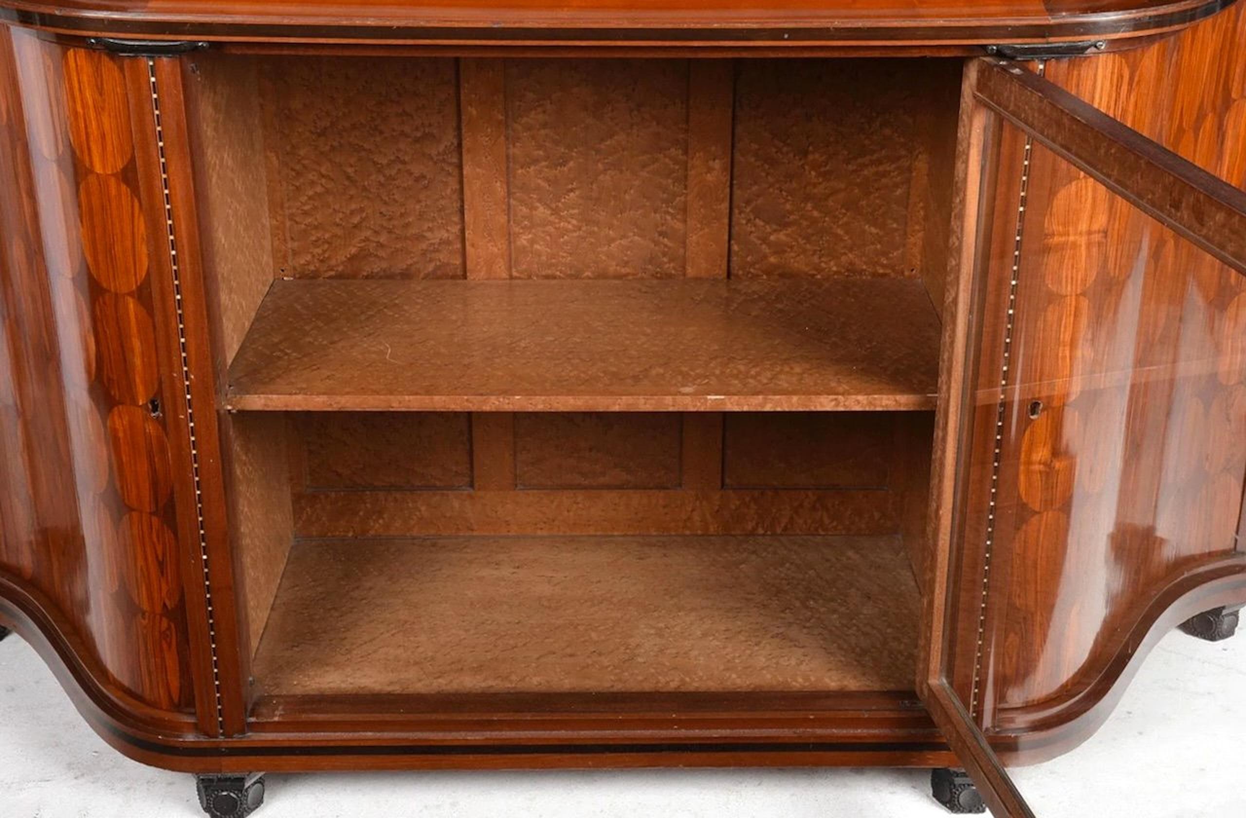Art Deco Maurice Dufrene cabinet in purpleheart and kingwood For Sale