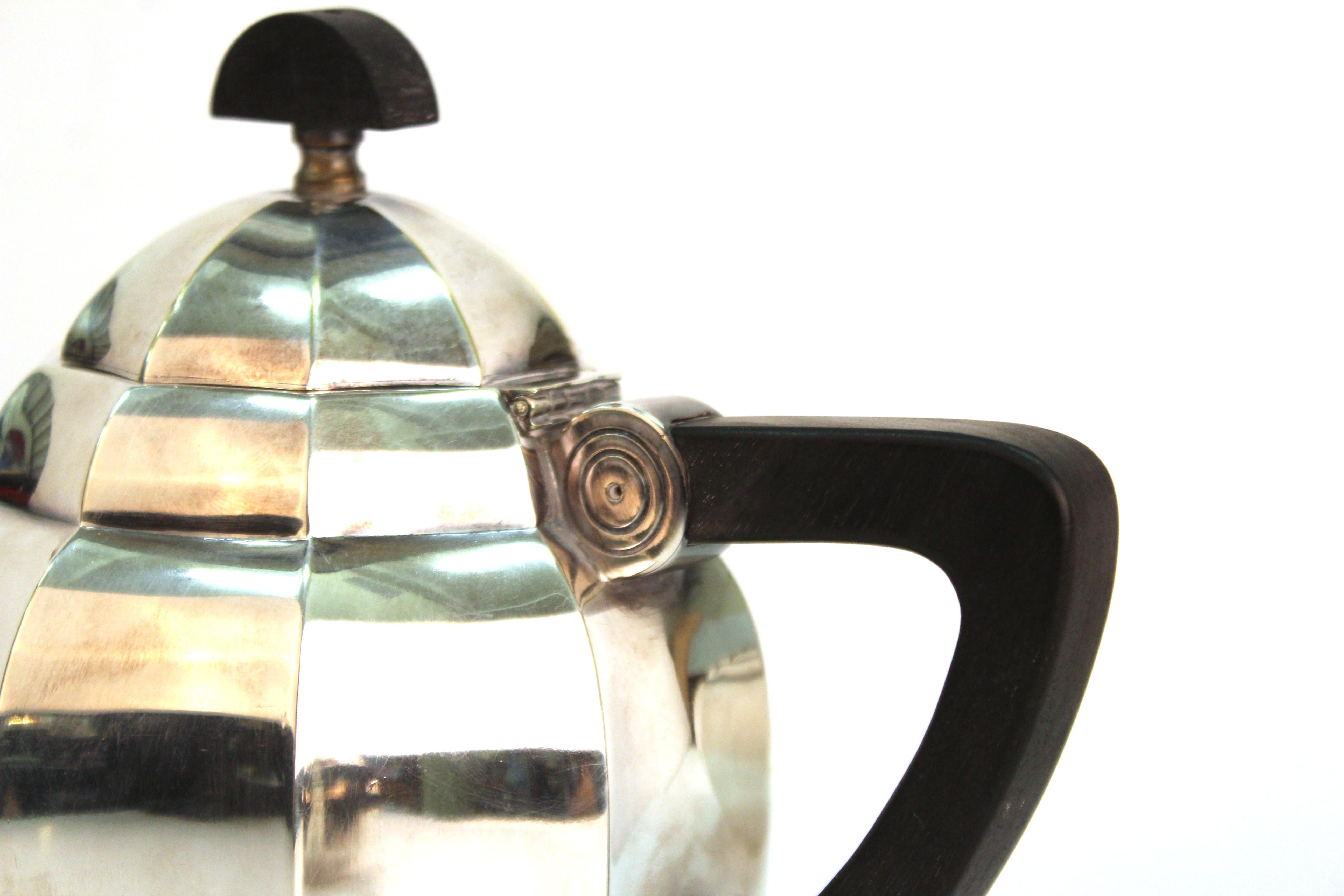 Early 20th Century Maurice Dufrêne For Gallia French Art Deco Tea Set, Silver Plated