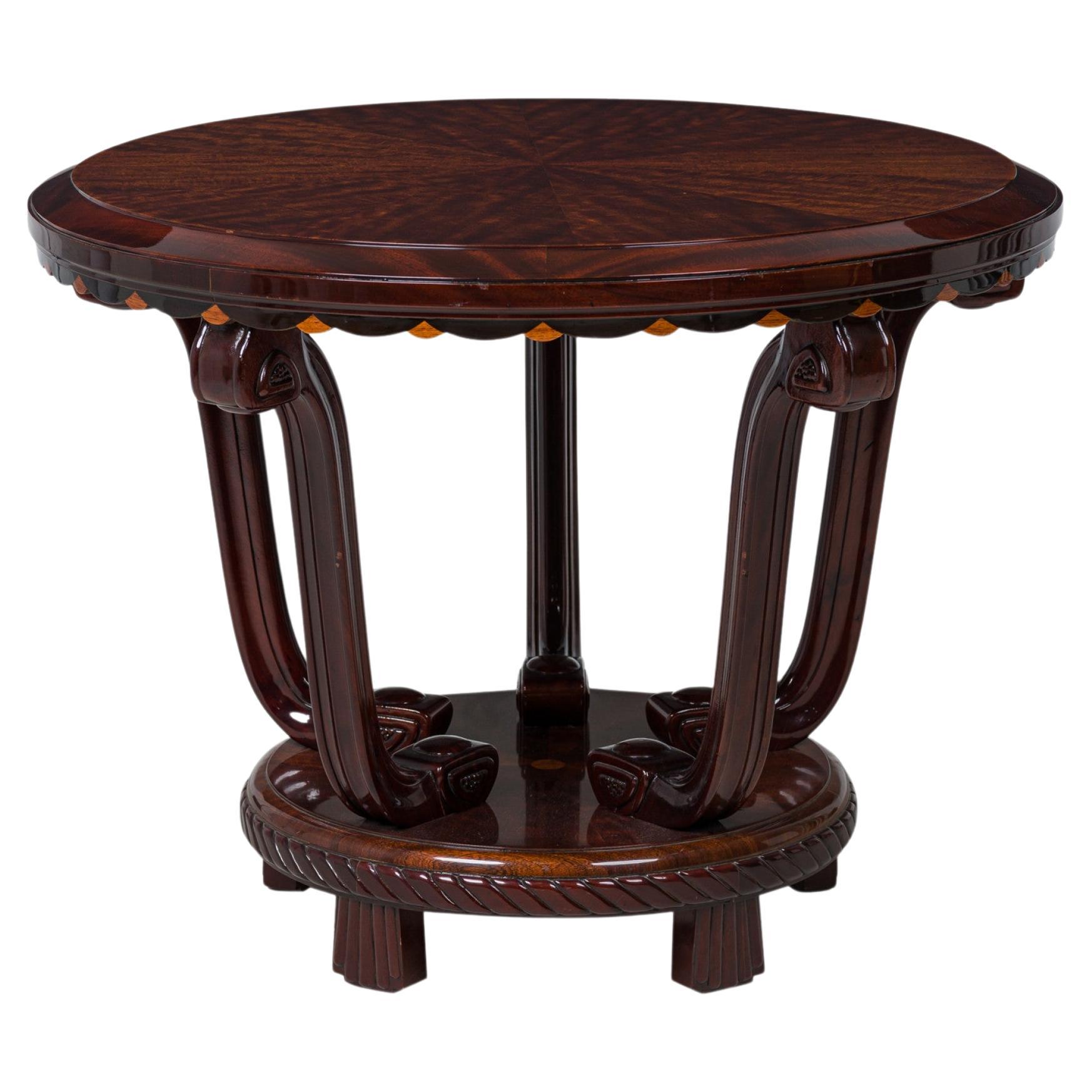 Maurice Dufrene French Late Art Deco Palisander Inlaid Center / Side Table