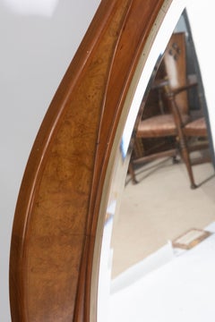 Maurice Dufrene Large Cherrywood and Burr Walnut Mirror, France circa 1930