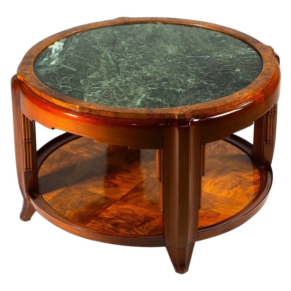 Maurice Dufrene Low Round Table with Marble Top