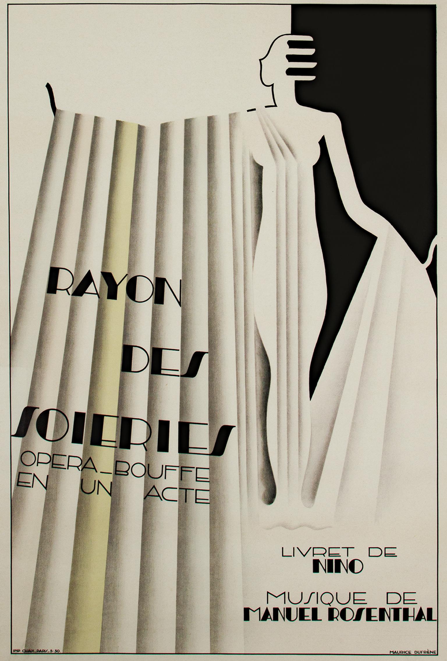 Maurice Dufrêne Figurative Print – „Rayon des Soieries, Opera Bouffe en un Acte, „ Litho-Poster von Maurice Dufrene