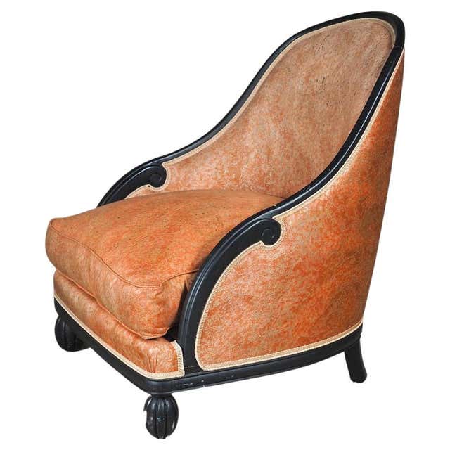 Vintage French Art Deco Club Chair Newly Reupholstered For Sale at 1stDibs