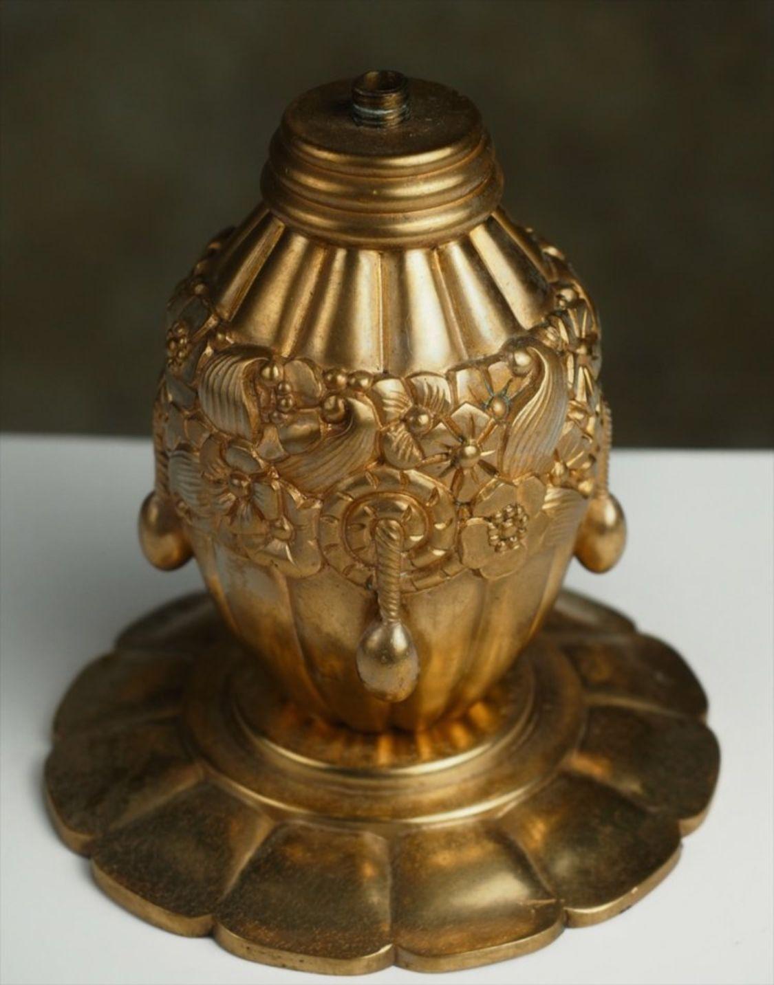 Art Deco Maurice Dufrene Small Gilt Bronze Lamp For Sale
