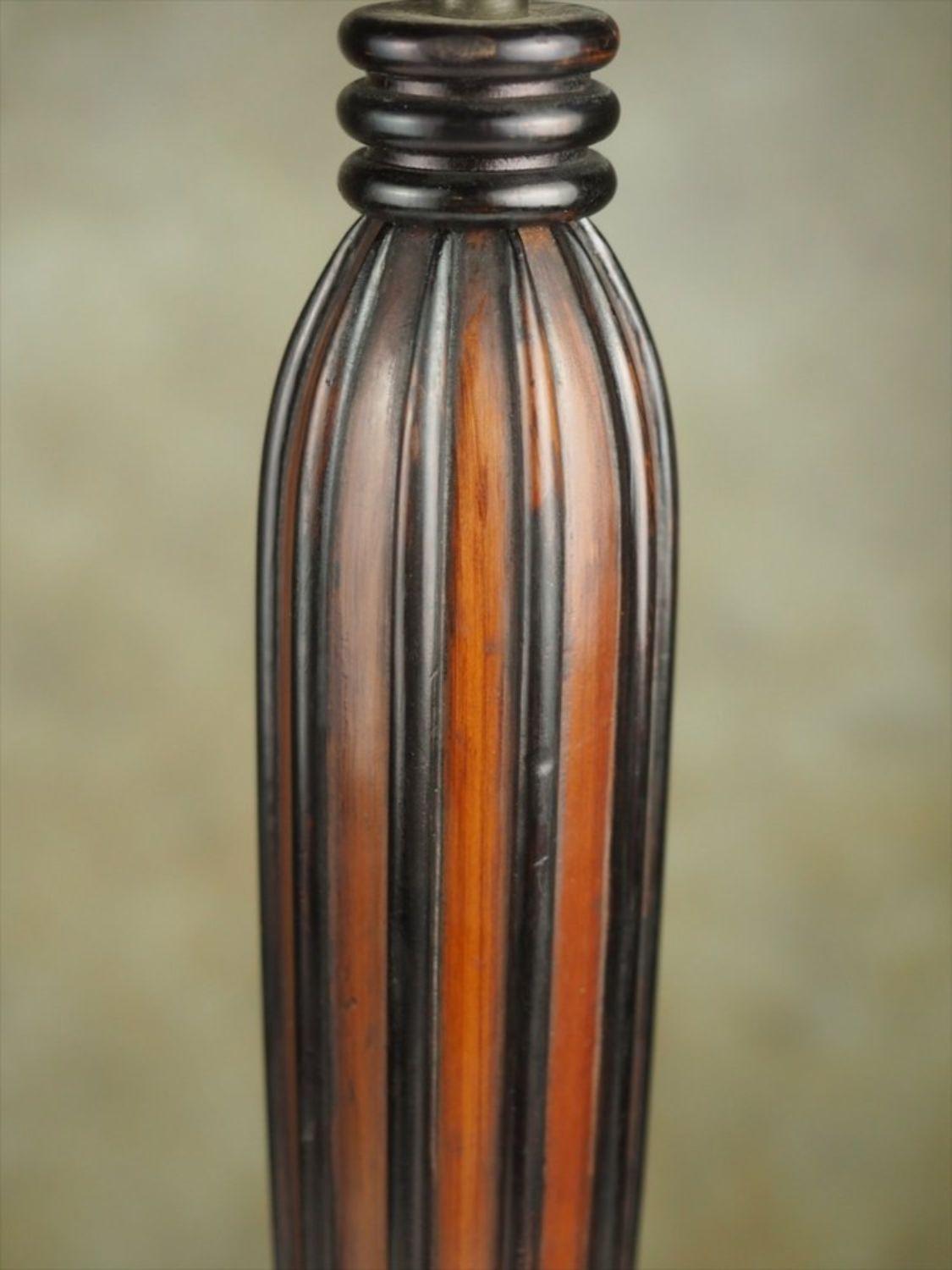 Classic French Art Deco sculpted wood table lamp by Maurice Dufrene, circa 1925. 17” high. 

.