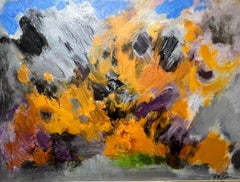 1960’s Colorful French Abstract Expressionisr “La Feu Court Dans La Montagne”