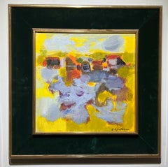 1960’s French Abstract Expressionist painting “CABANNES SUR  LETANG”