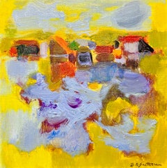 Quadro espressionista astratto francese degli anni '60 "CABANNES SUR  LETANG"