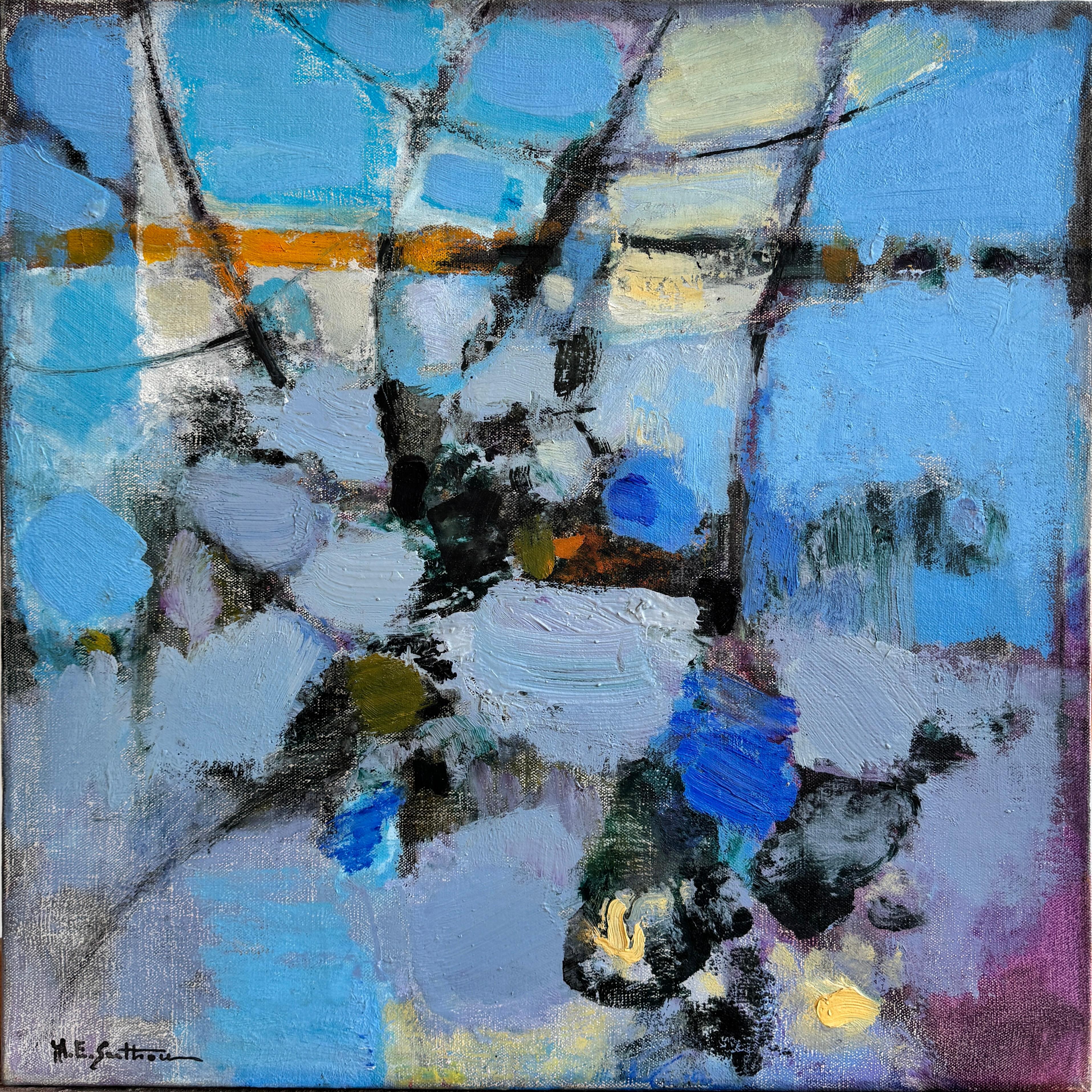 Maurice Élie Sarthou Abstract Painting - The pond with nine willow trees