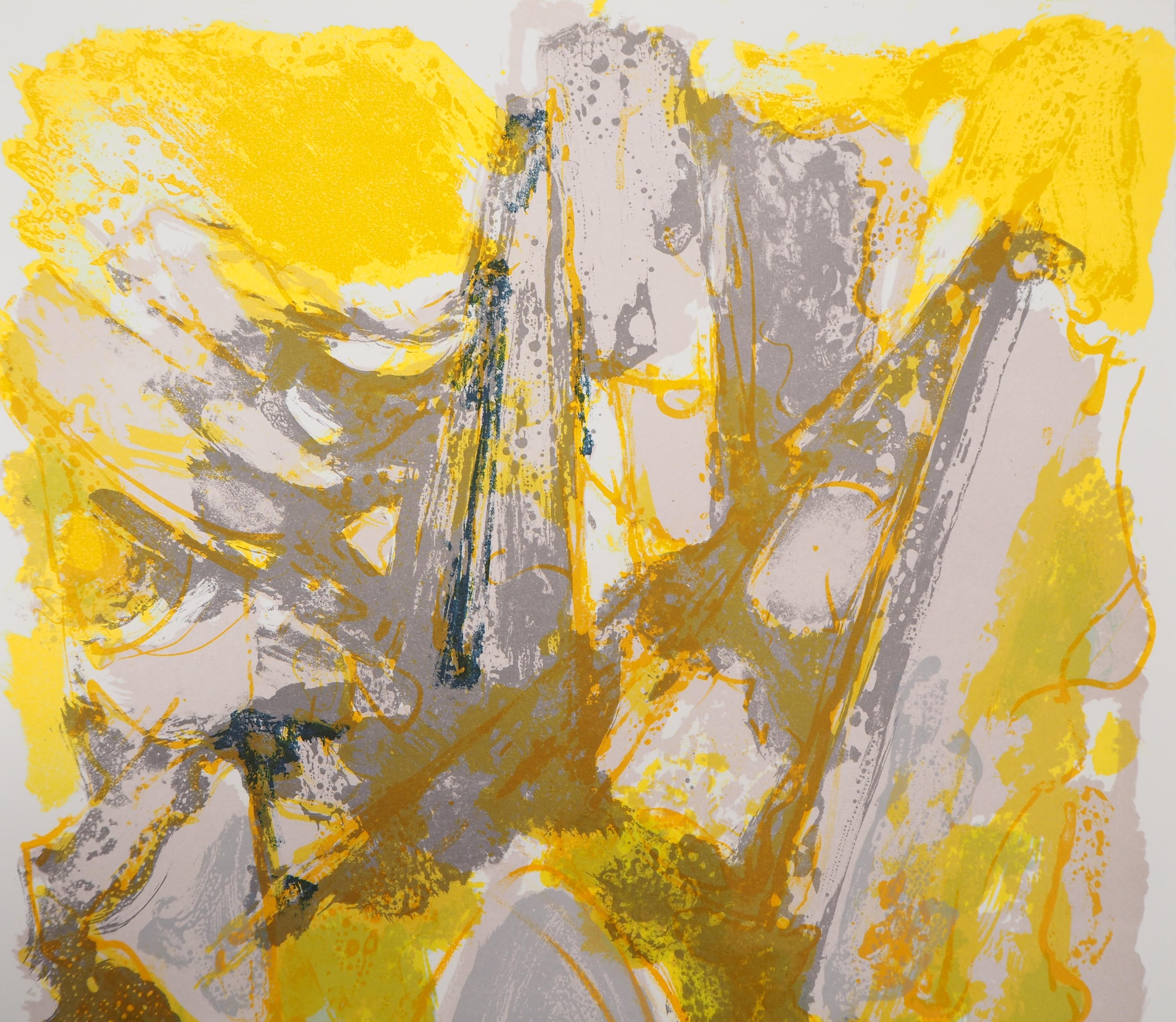 The Nude in the Mountains - Original handsignierte Lithographie (Beige), Figurative Print, von Maurice Élie Sarthou