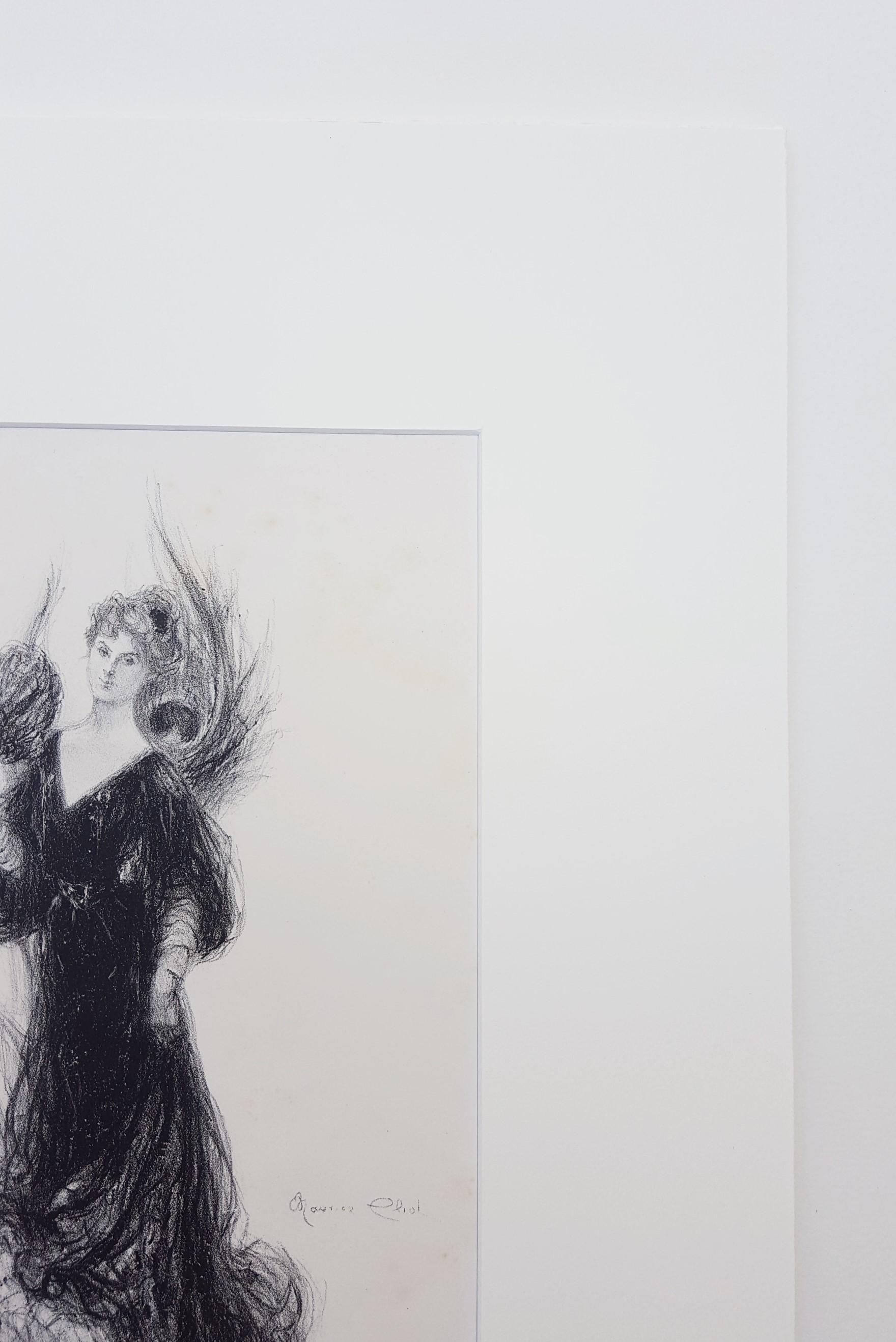 Parisienne /// Art Nouveau French Lithograph Impressionist Figurative Lady Woman For Sale 1