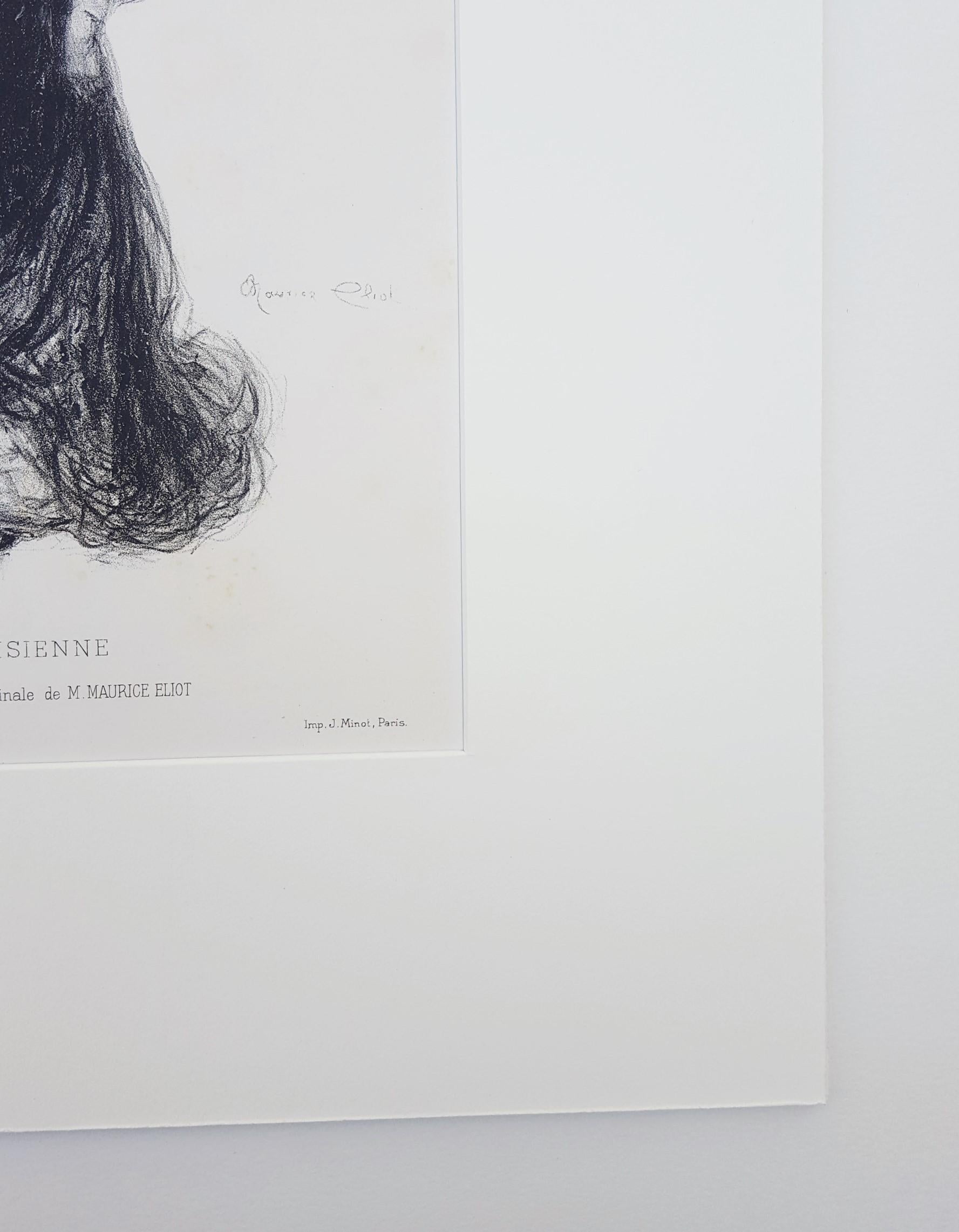 Parisienne /// Art Nouveau French Lithograph Impressionist Figurative Lady Woman For Sale 2