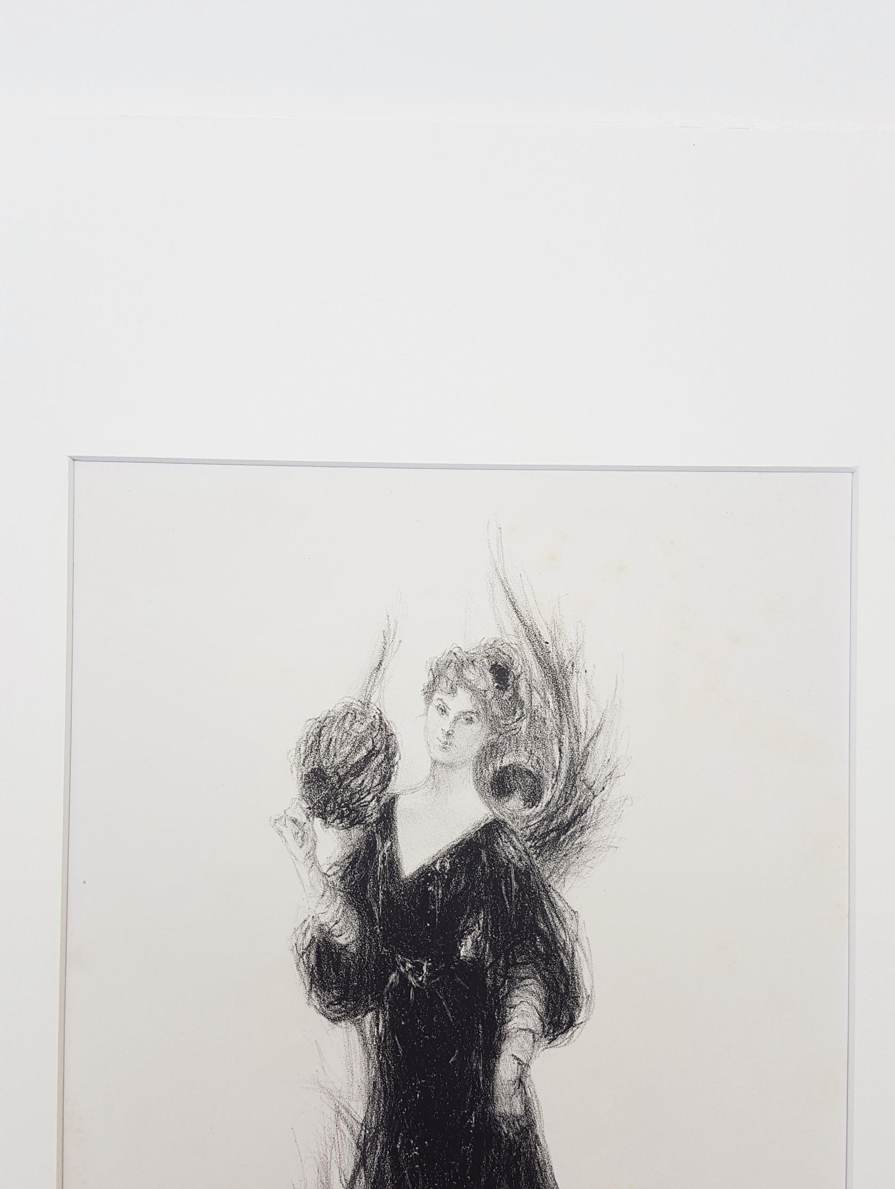 Parisienne /// Art Nouveau French Lithograph Impressionist Figurative Lady Woman For Sale 3