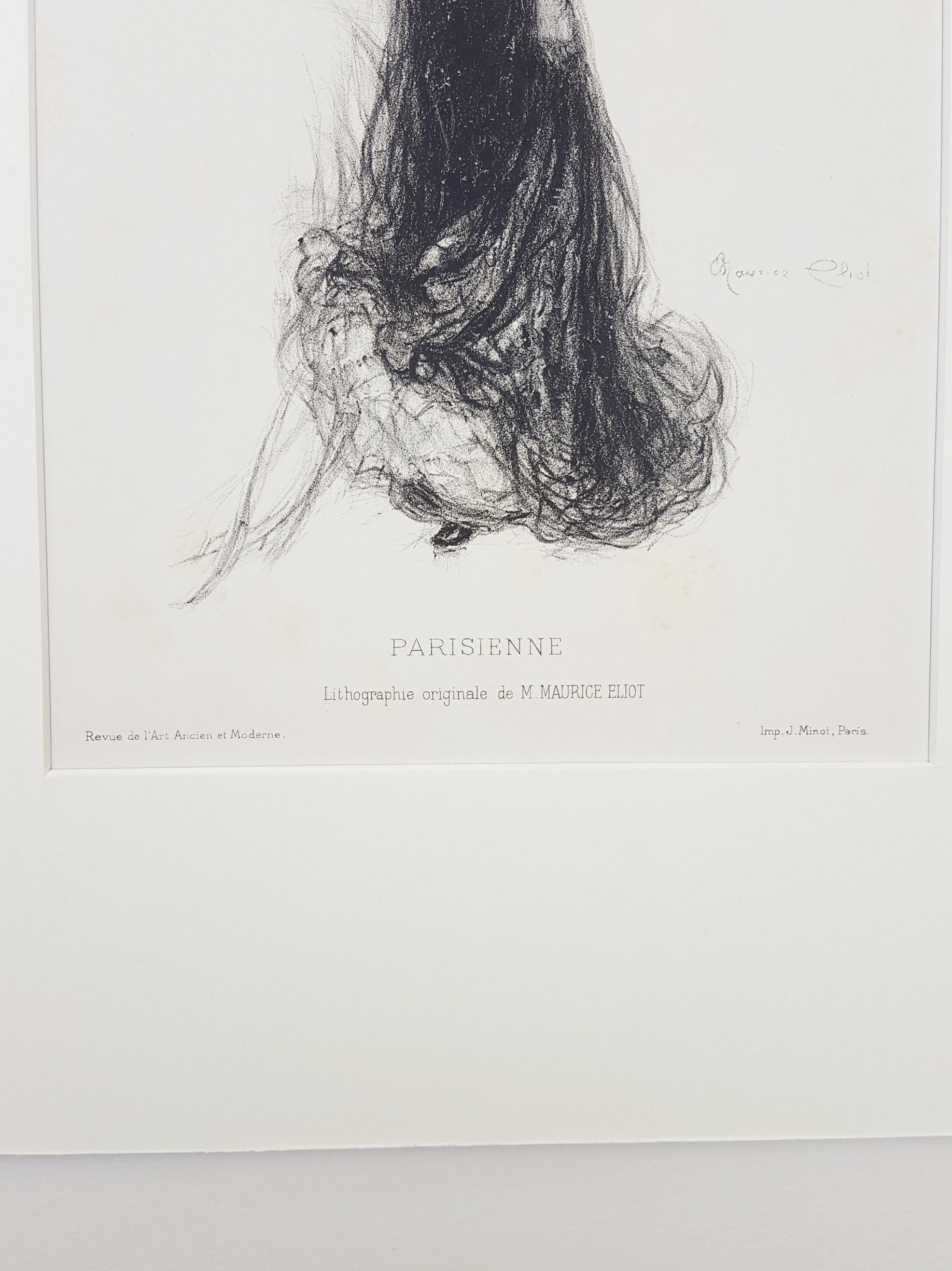 Parisienne /// Art Nouveau French Lithograph Impressionist Figurative Lady Woman For Sale 4