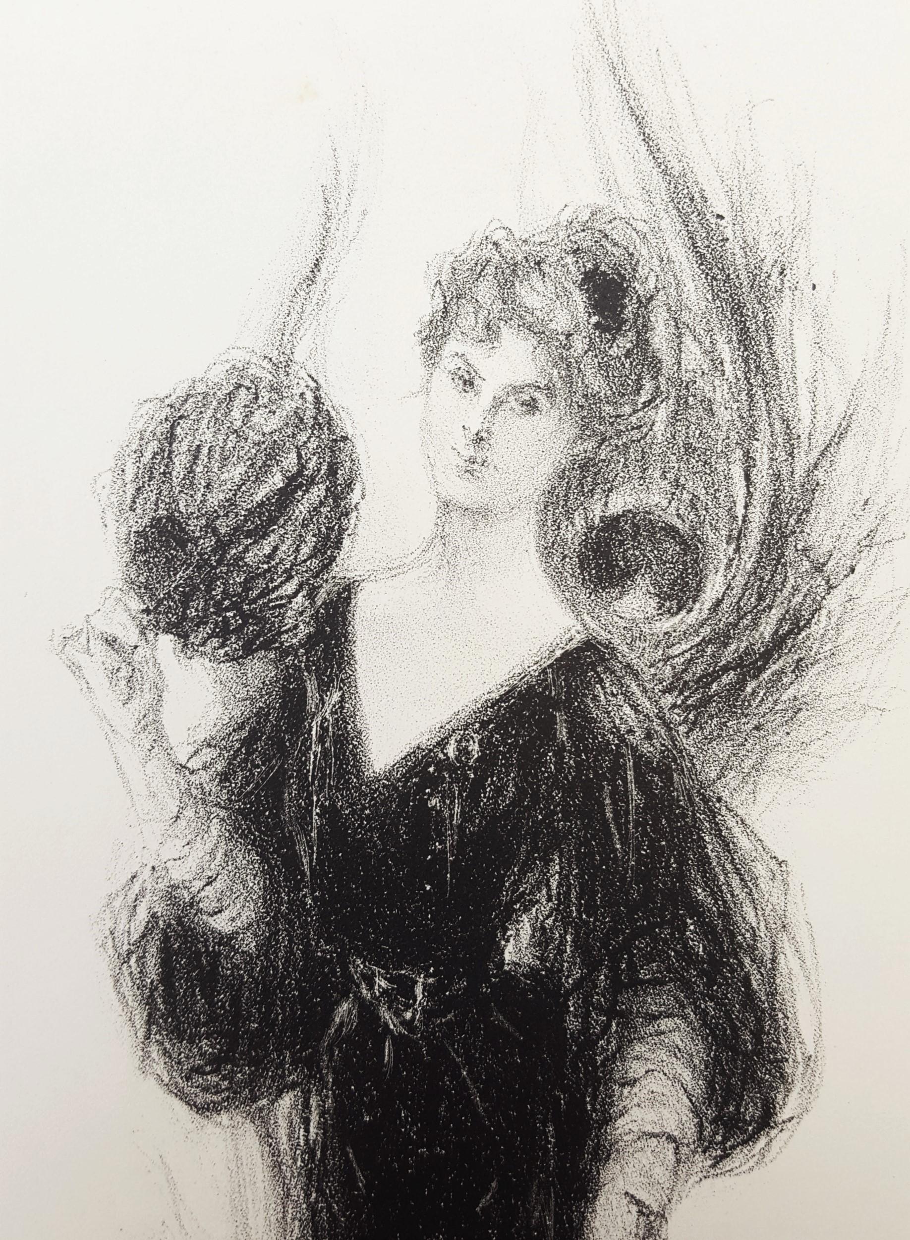 Parisienne /// Art Nouveau French Lithograph Impressionist Figurative Lady Woman For Sale 3
