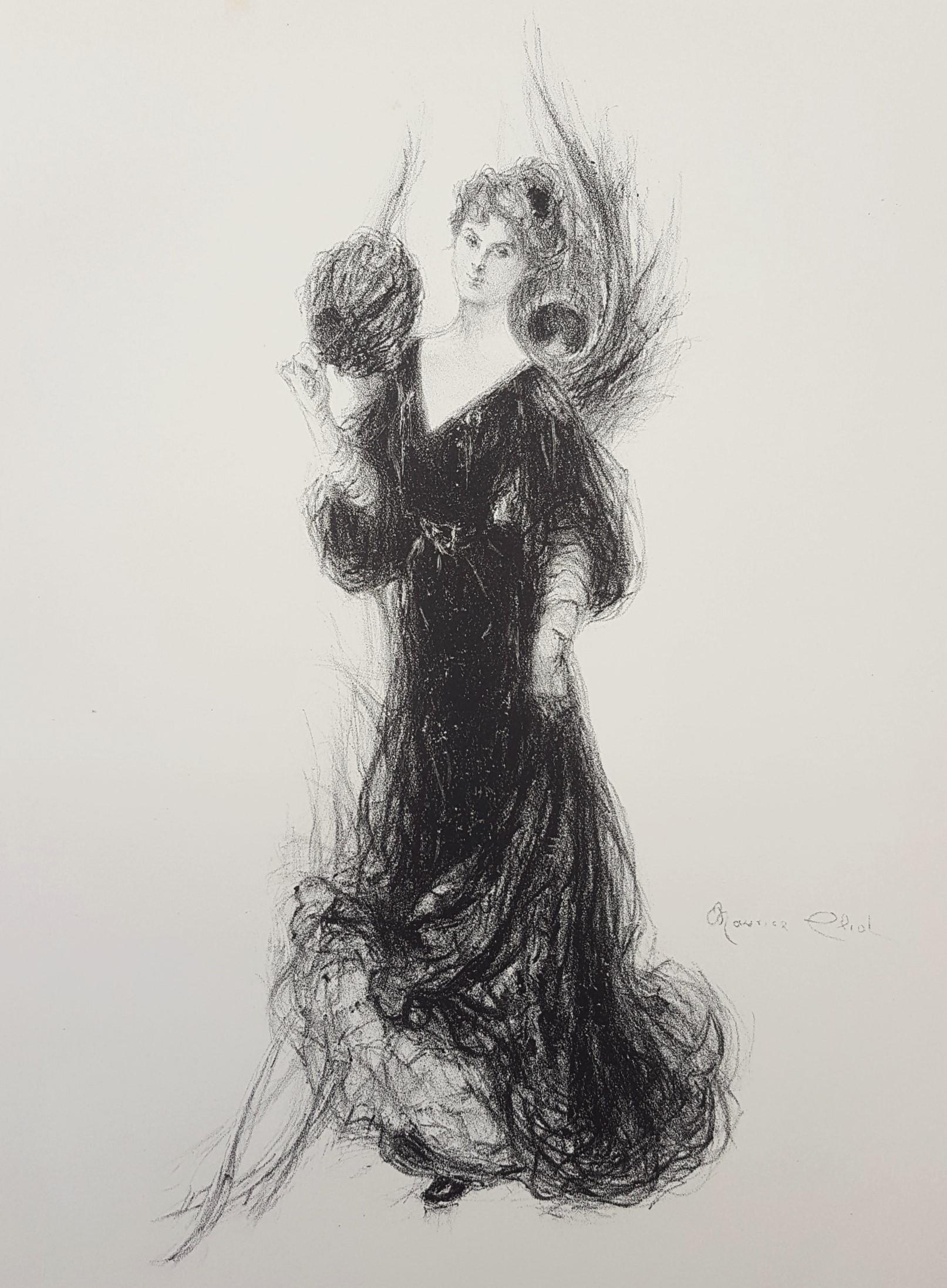 Maurice Eliot Figurative Print - Parisienne /// Art Nouveau French Lithograph Impressionist Figurative Lady Woman