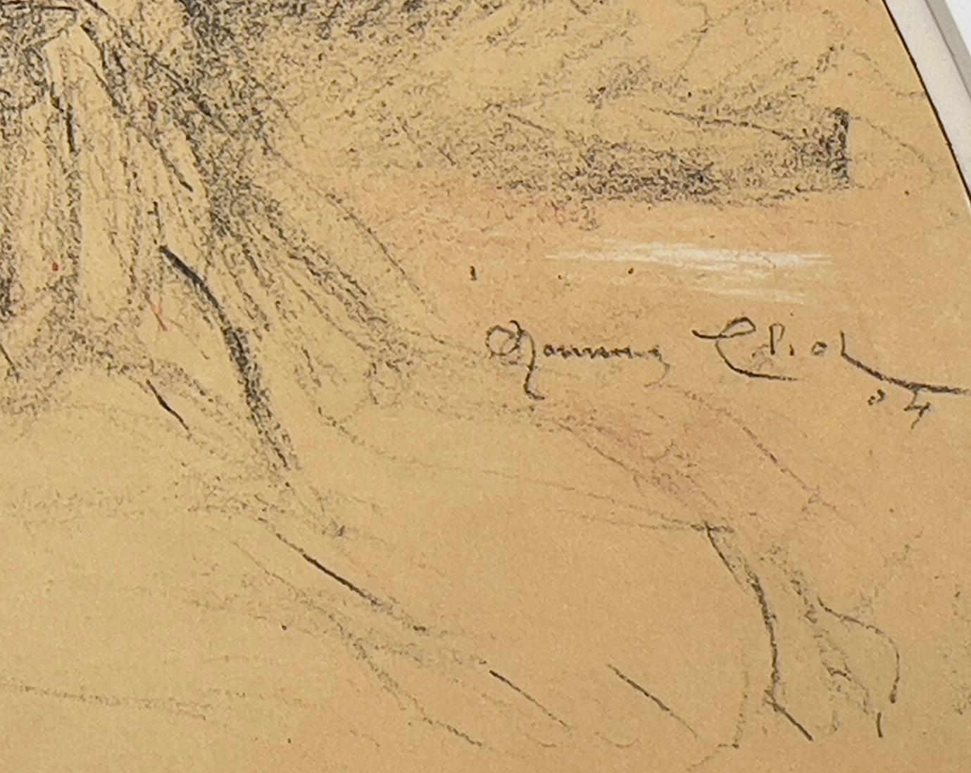 Projet d'éventail - Femme attablée à la lecture et danse devant le Moulin-Rouge For Sale 1