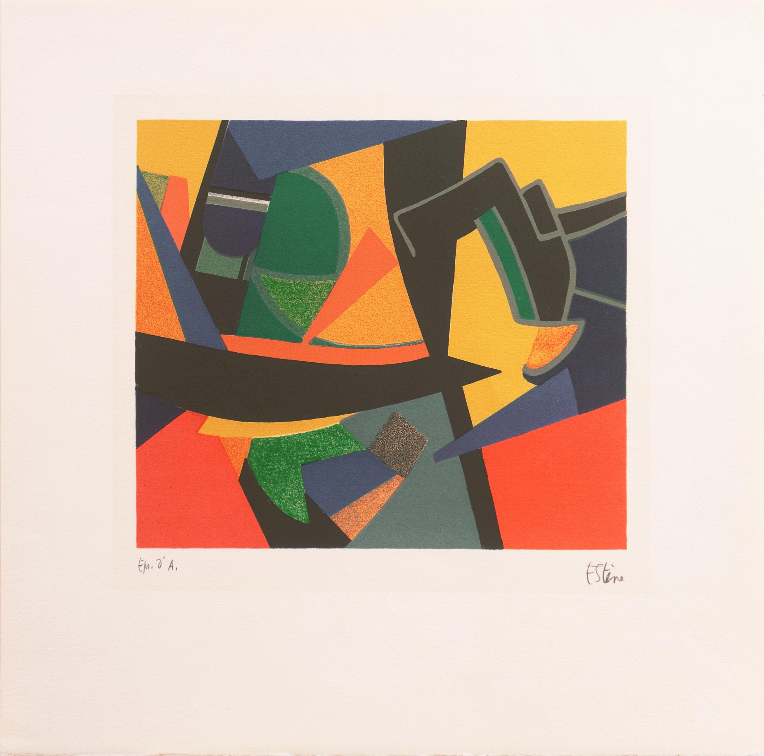 'Abstract in Coral and Gold', Academie Colarossi, Grand Prix National des Arts - Print by Maurice Estève