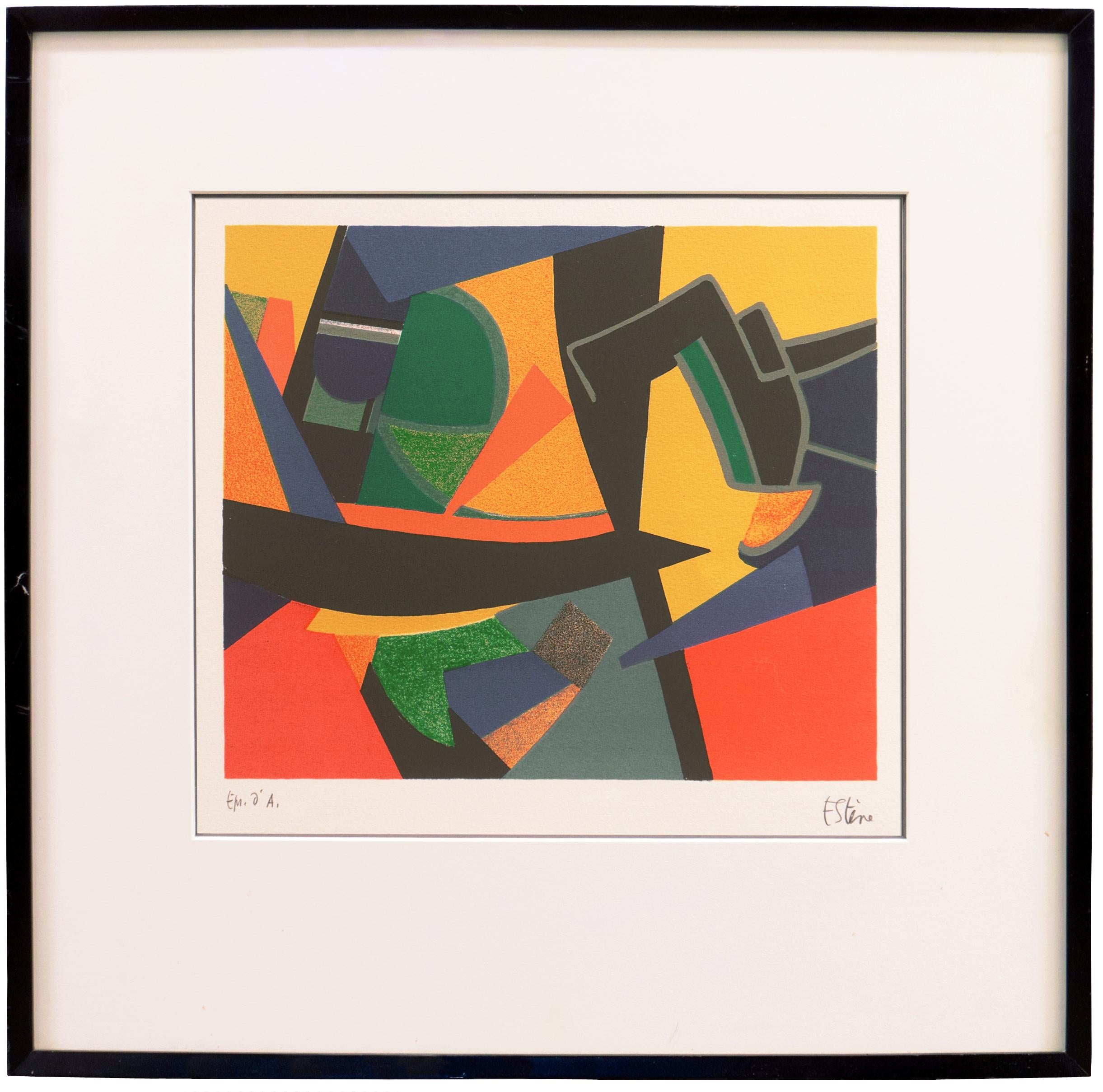 'Abstract in Coral and Gold', Academie Colarossi, Grand Prix National des Arts - Print by Maurice Estève