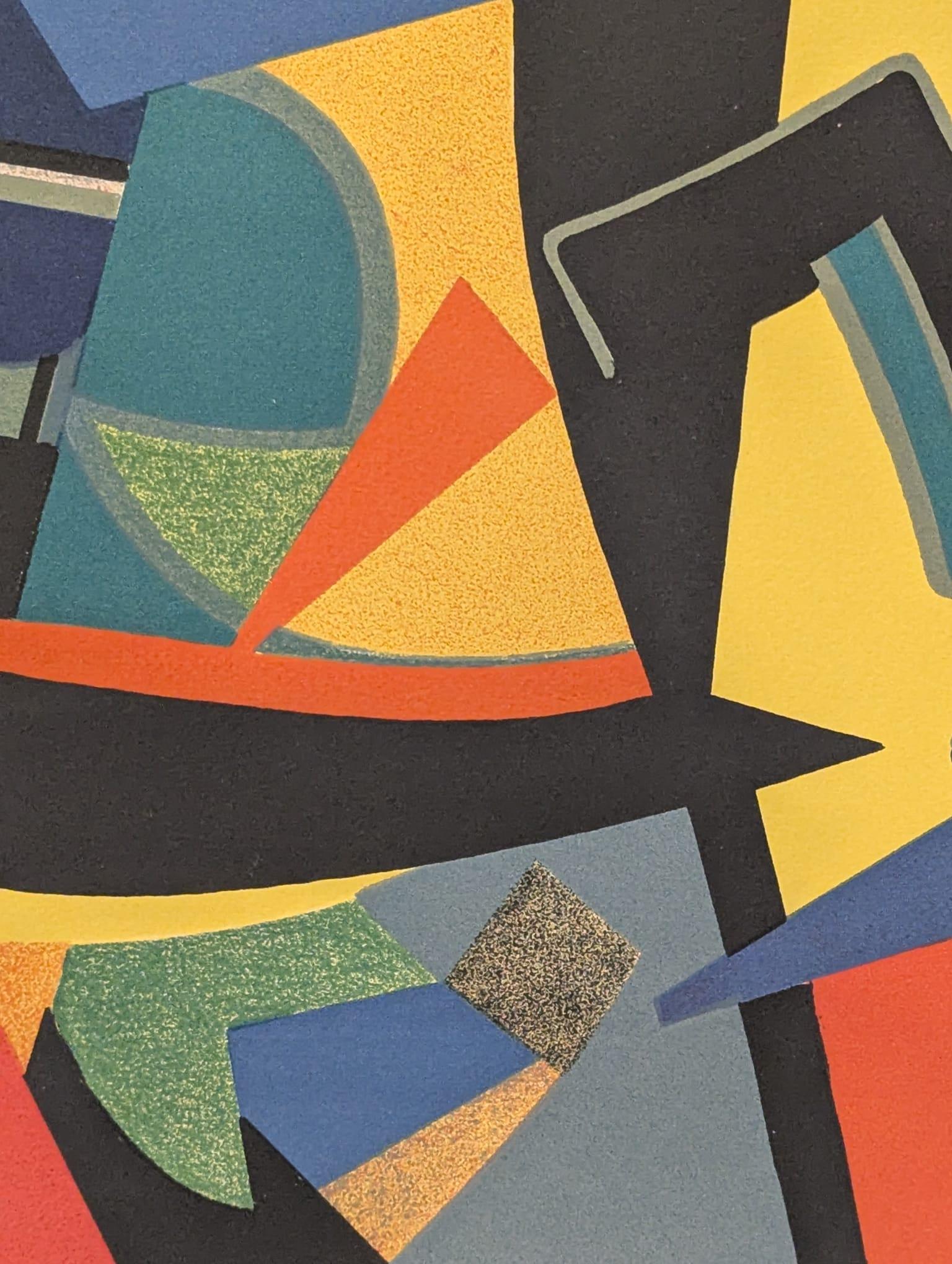 Bebaros - Beige Abstract Print by Maurice Estève