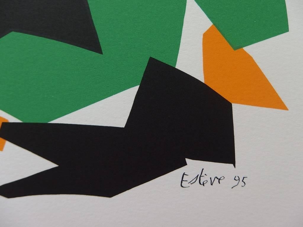 Decoupage VI - Original Signed Screen Print - 1995 - Beige Abstract Print by Maurice Estève