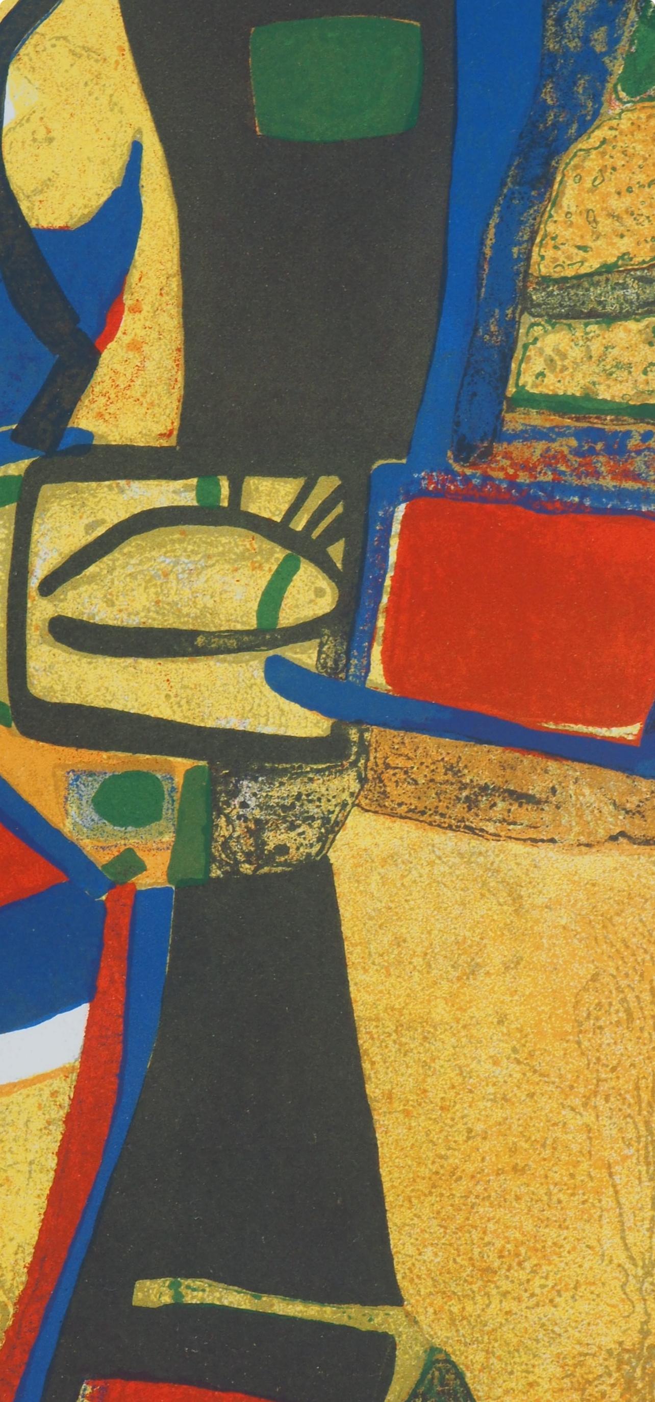 Estève, Corne à Licou, XXe Siècle (dopo) - Figurative Print Marrone di Maurice Estève