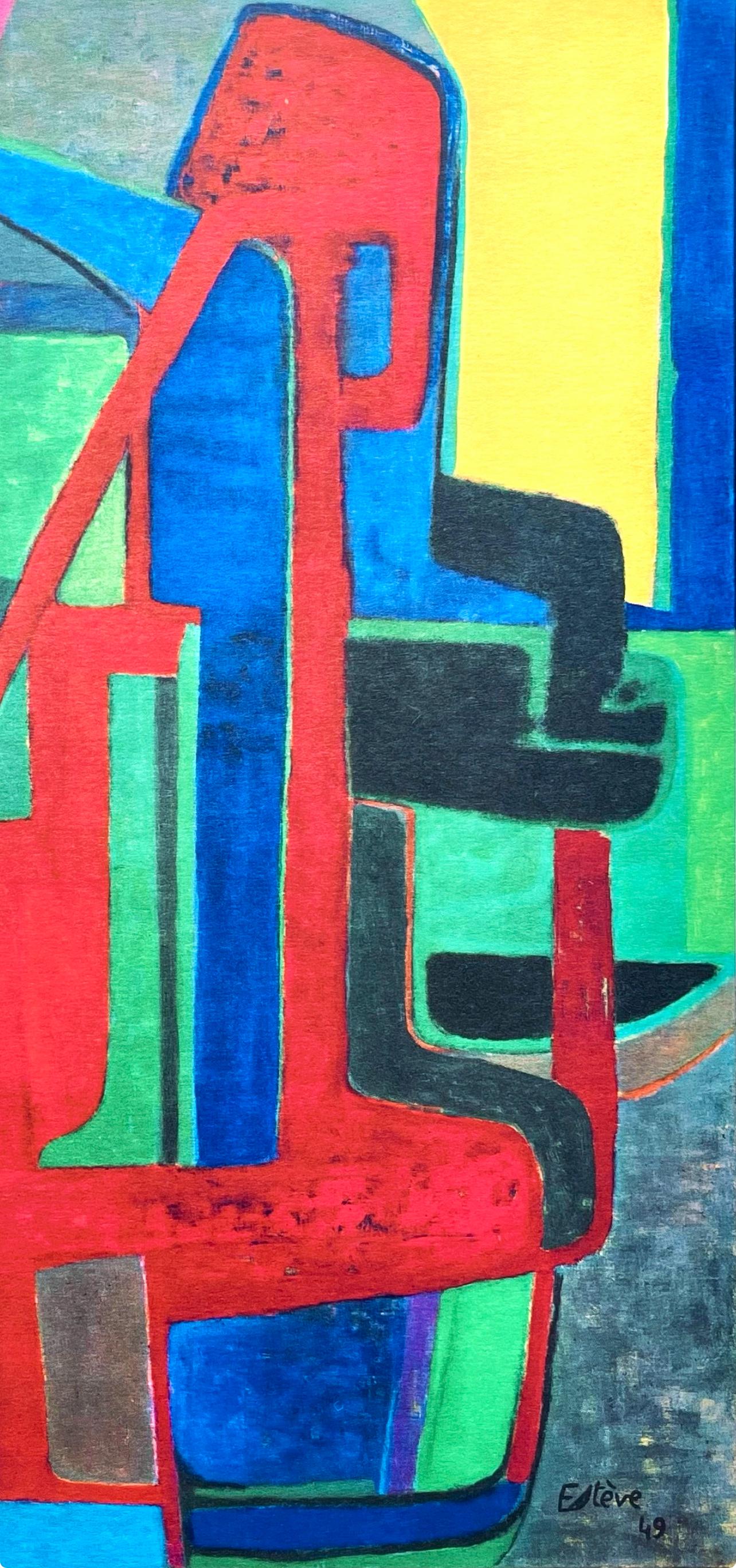 Estève, Le Faucheur, Peintres d'aujourd'hui (dopo) - Landscape Print Blu di Maurice Estève