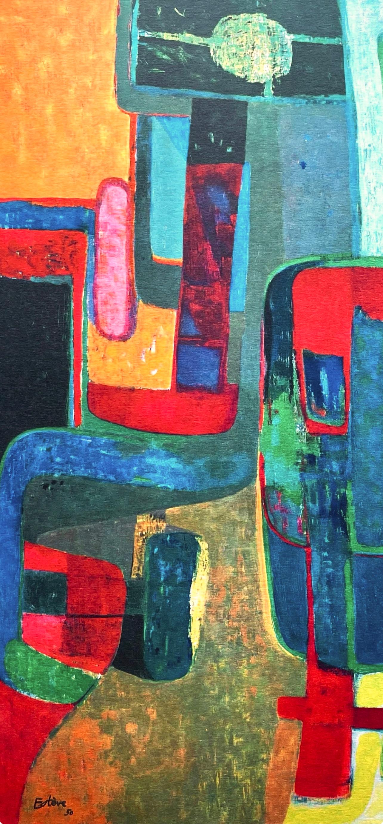 Estève, Le Lithographe, Peintres d'aujourd'hui (dopo) - Abstract Print Blu di Maurice Estève