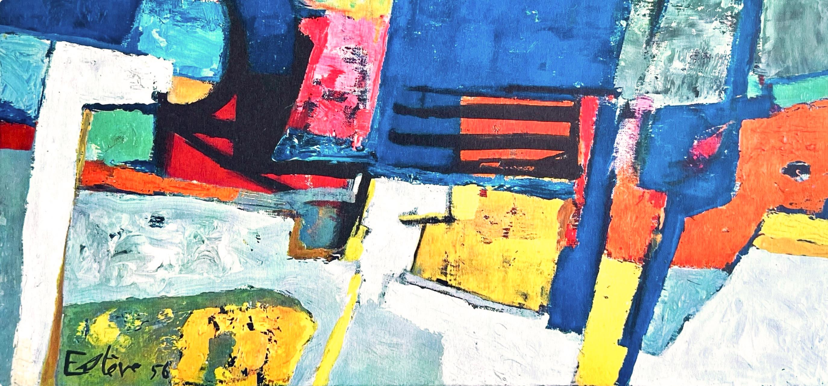 Estève, Sioule, Peintres d'aujourd'hui (dopo) - Abstract Print Blu di Maurice Estève