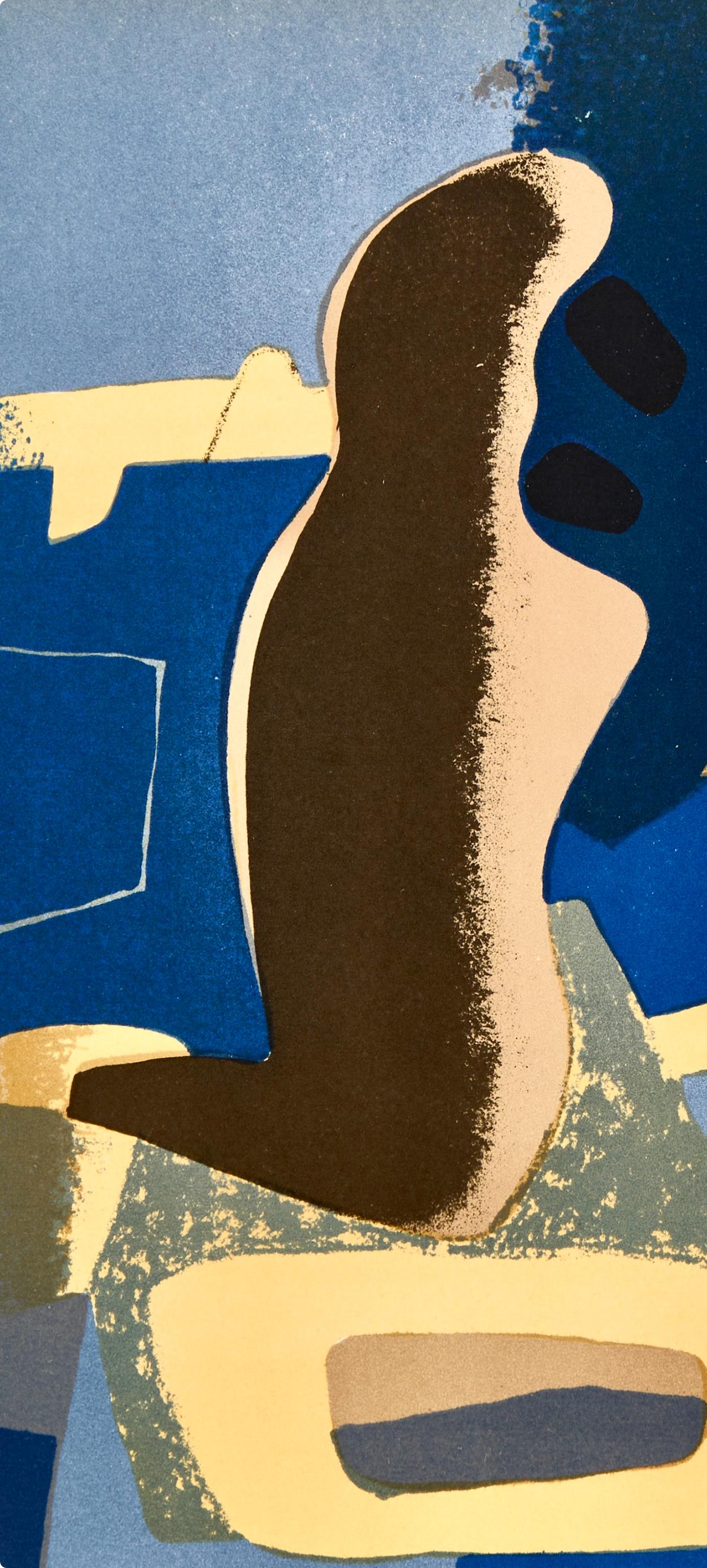 Face à face, Sociedad Internacional de Arte del Siglo XX - Figurative Print Azul de Maurice Estève