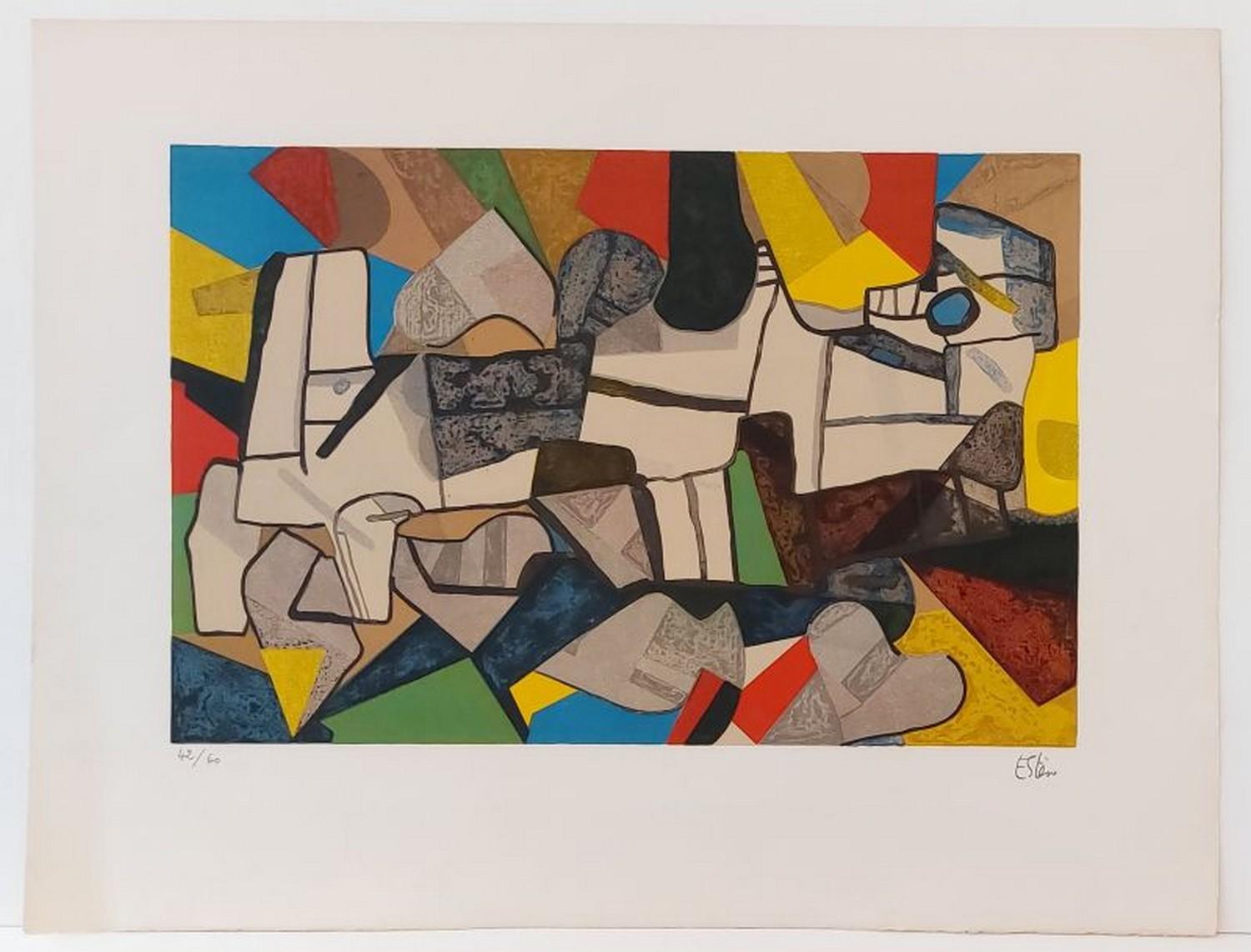 Maurice Estève Abstract Print - "La Fouise" 