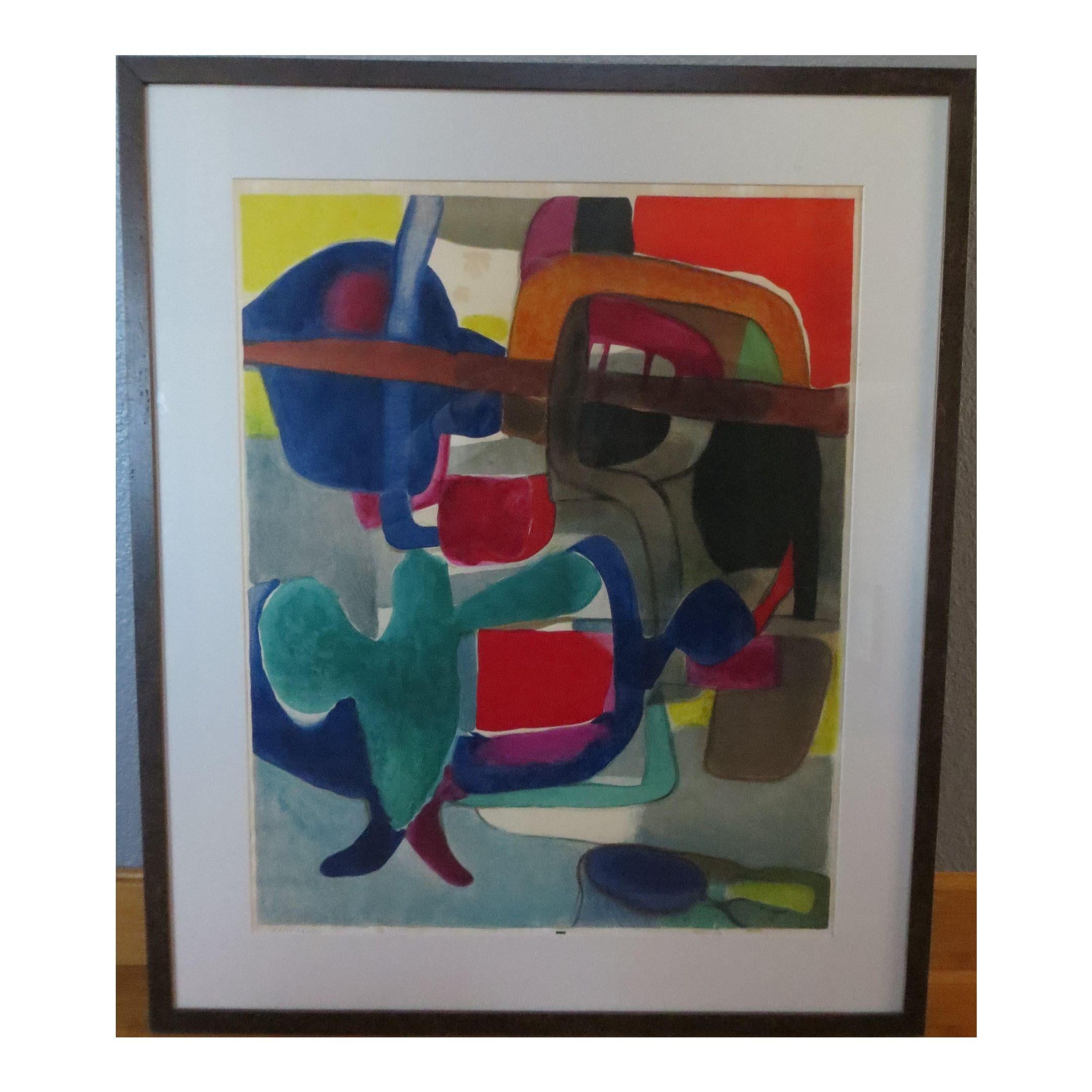 Maurice Estève Abstract Print - L'oiseau vert, 1961 Lithograph by Esteve, Numbered 