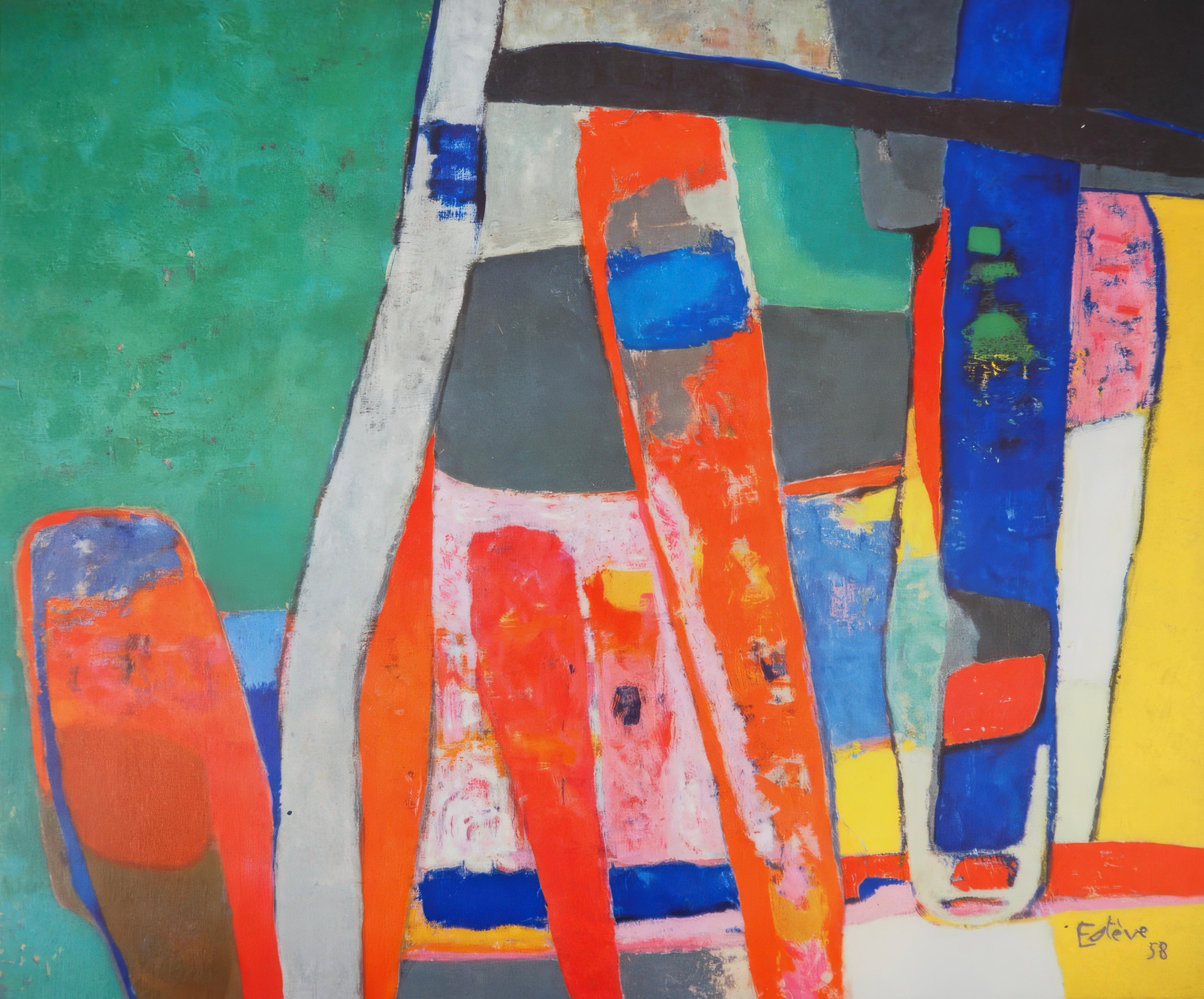 Maurice Estève Abstract Print - Maurice Esteve, The Aumance, from Painters of Today, 1961 (after)