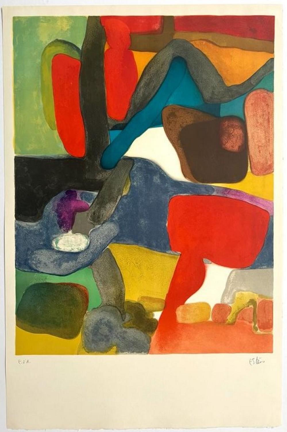 Rot und blau  – Print von Maurice Estève
