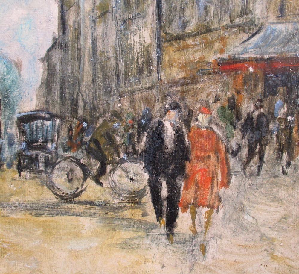 Pariser Straßenszene, Notre Dame (Impressionismus), Painting, von Maurice Falliès
