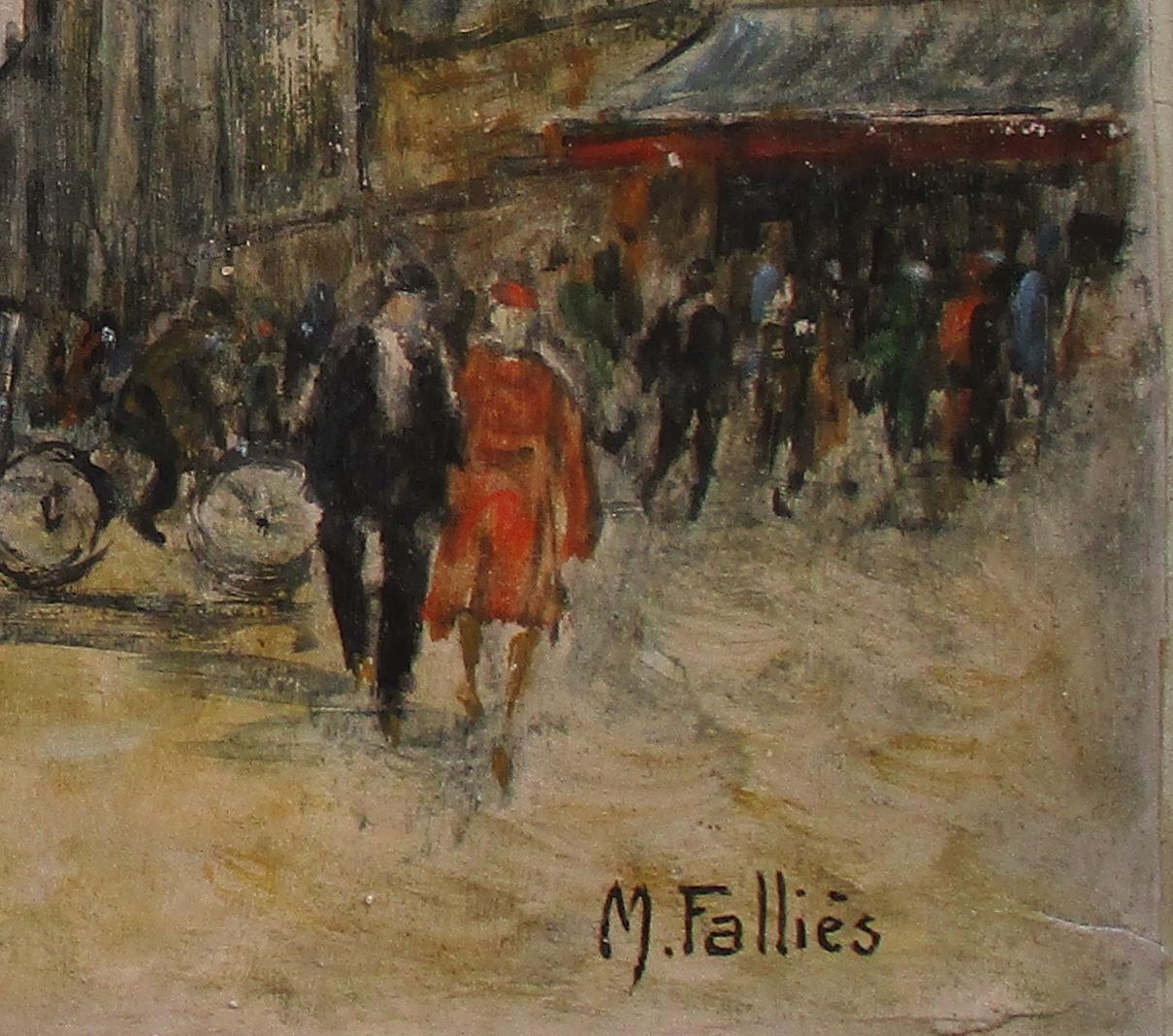 Pariser Straßenszene, Notre Dame (Braun), Landscape Painting, von Maurice Falliès