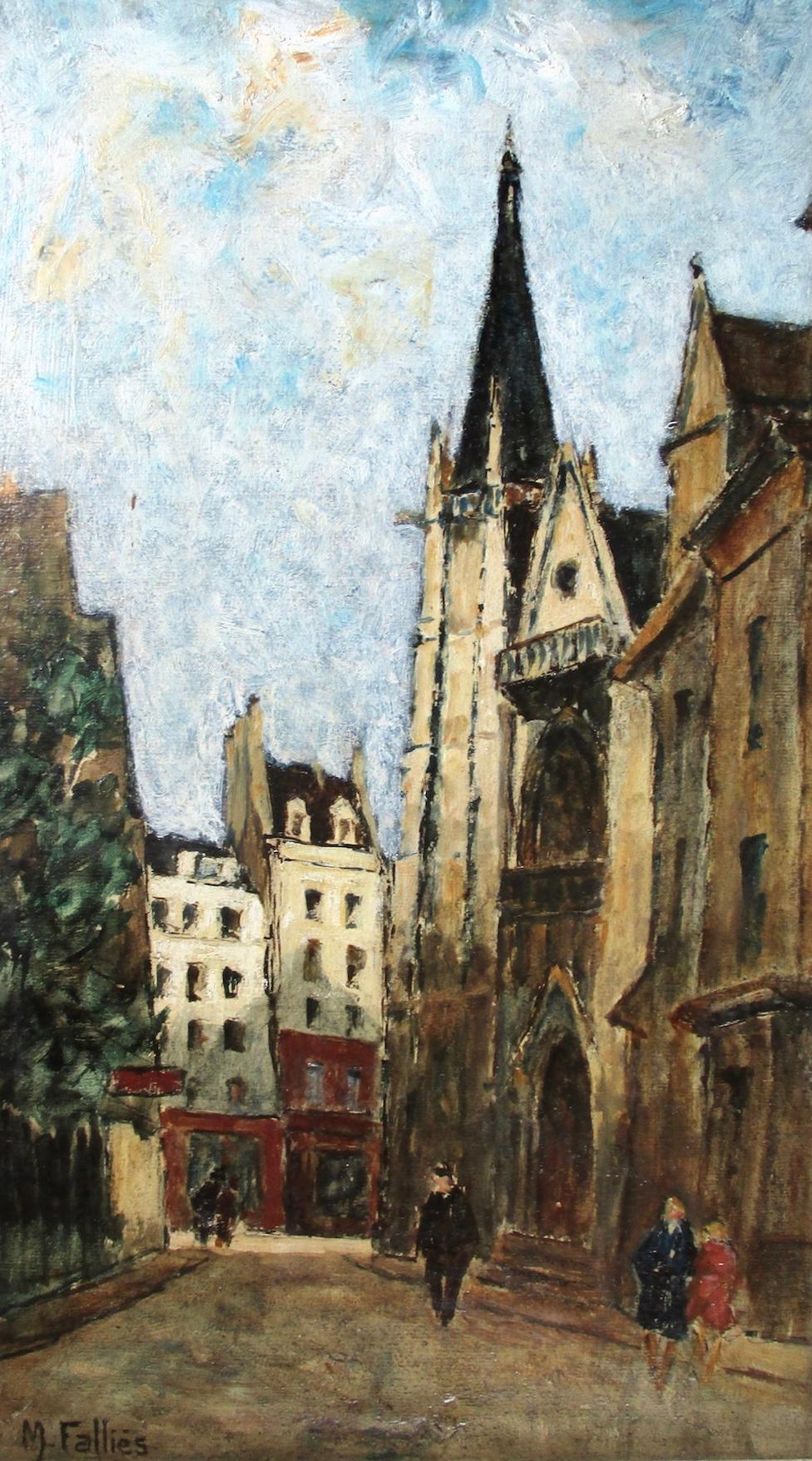 Maurice Falliès Figurative Painting - Paris, the Latin Quarter