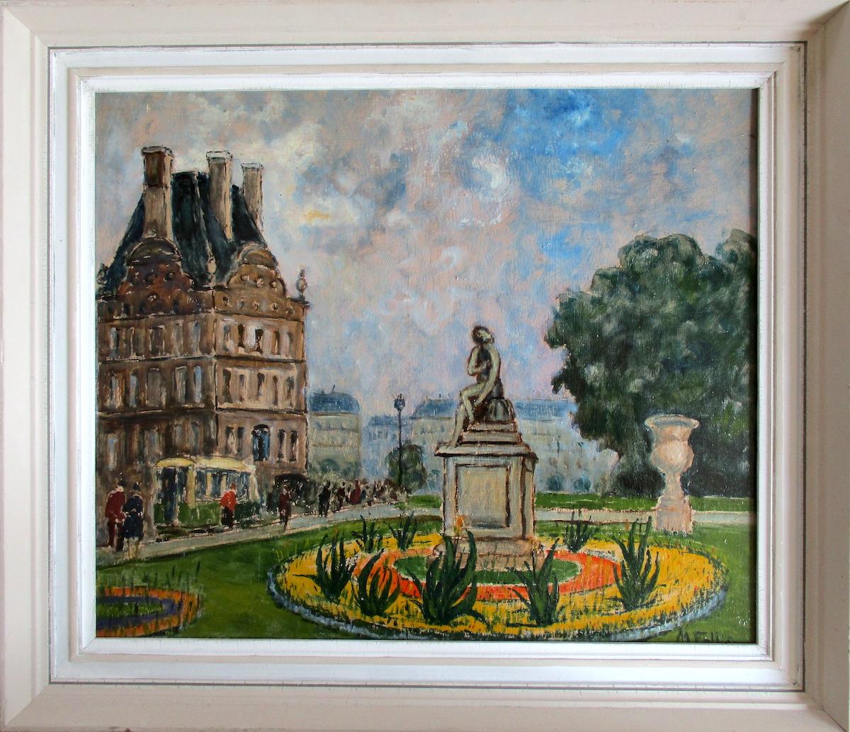 Paris, the Louvre - Painting by Maurice Falliès