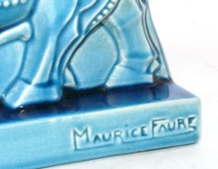 Maurice Faure Art Deco 1930s Ceramic Bookends Assyrian Palace Guardians Book End