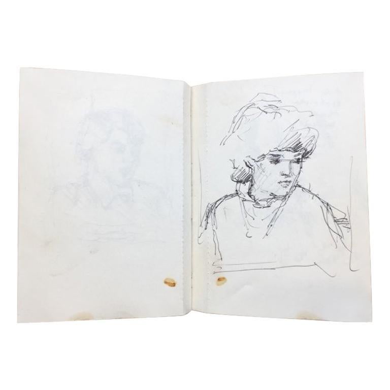 Maurice Feild Two Original Vintage Sketchbooks with Than 240 Sketches, 1970s In Good Condition For Sale In Jersey, GB