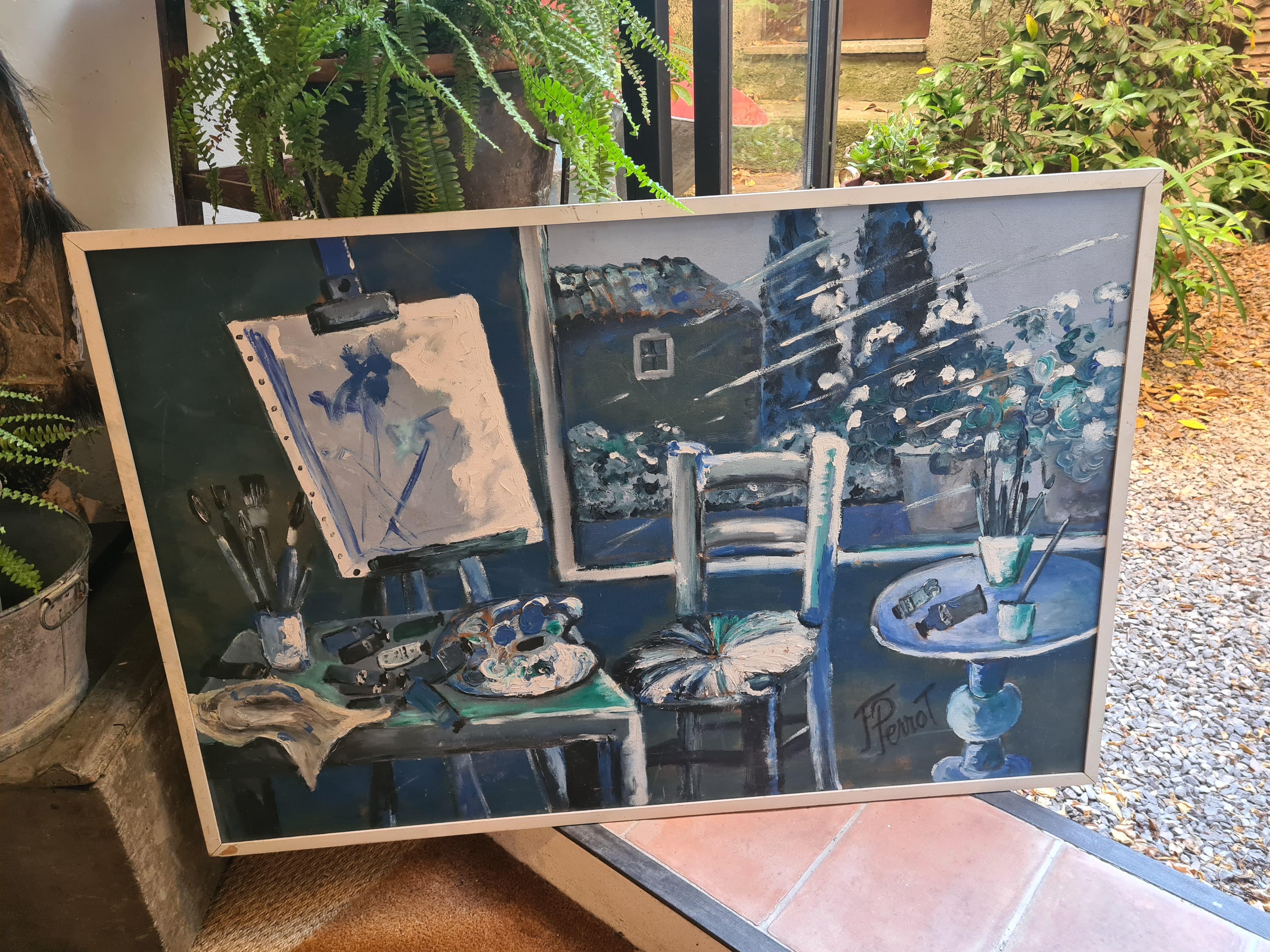 Mid Century Modern, The Artists Atelier, Symphony in Blue For Sale 11