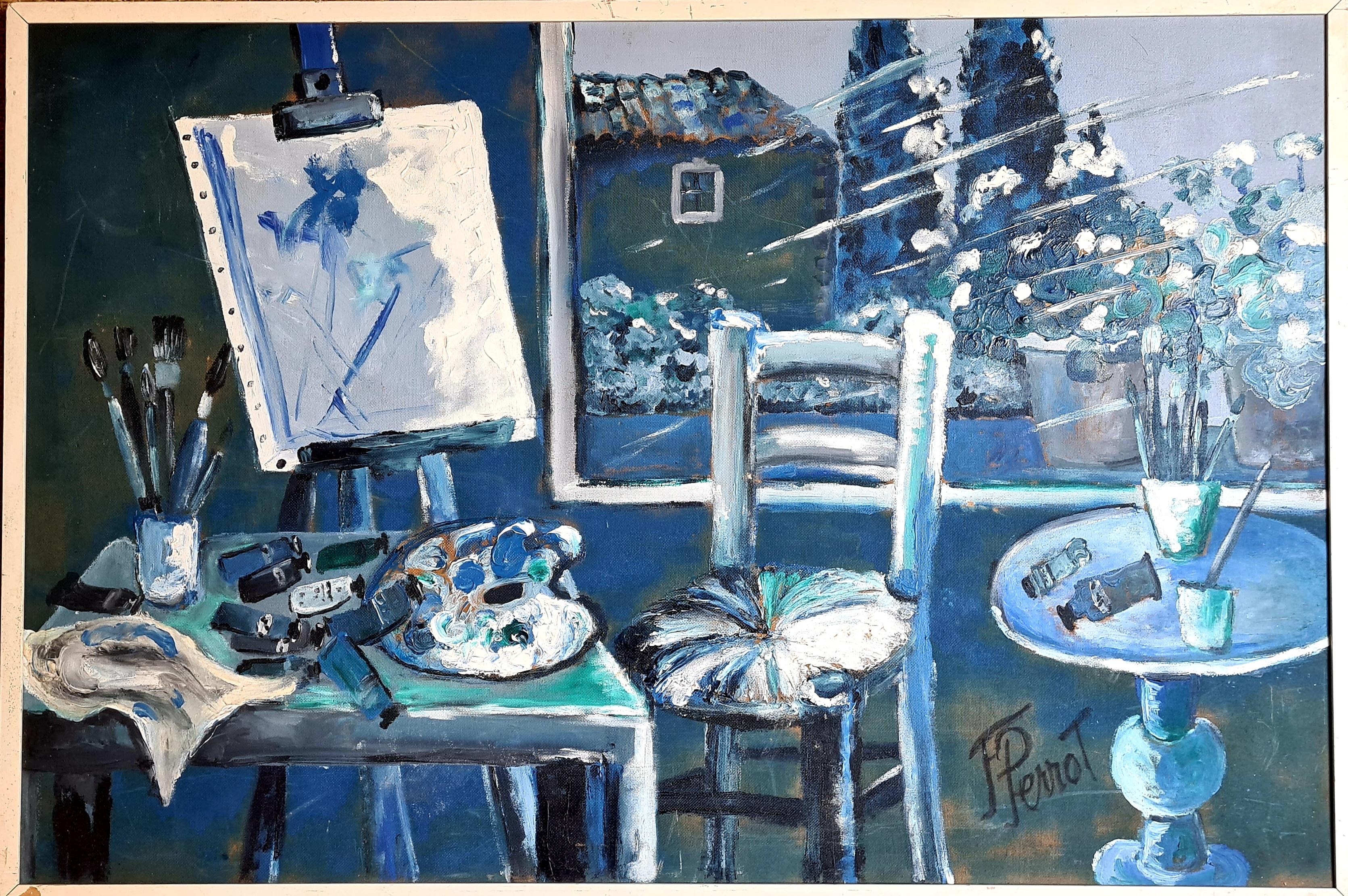 Mid Century Modern, The Artists Atelier, Symphony in Blue For Sale 12